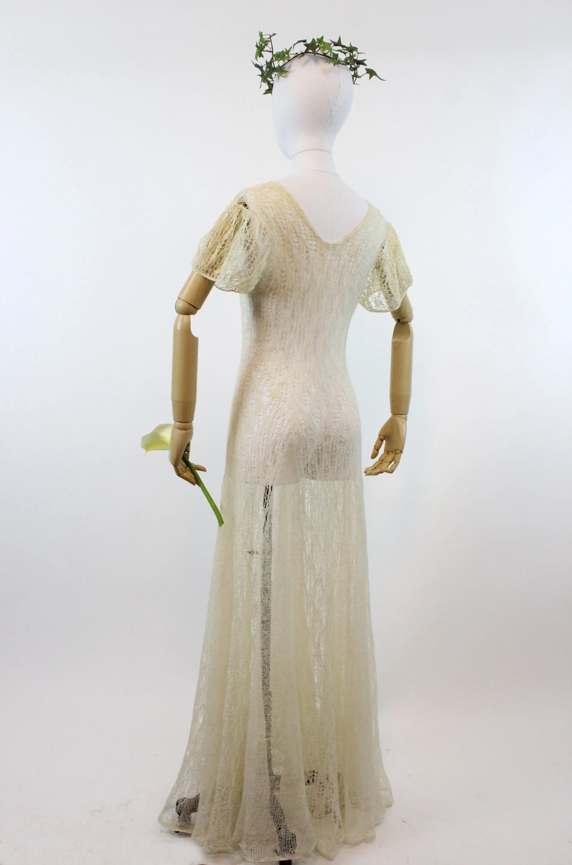 1930s spiderweb lace knit dress small medium | new spring