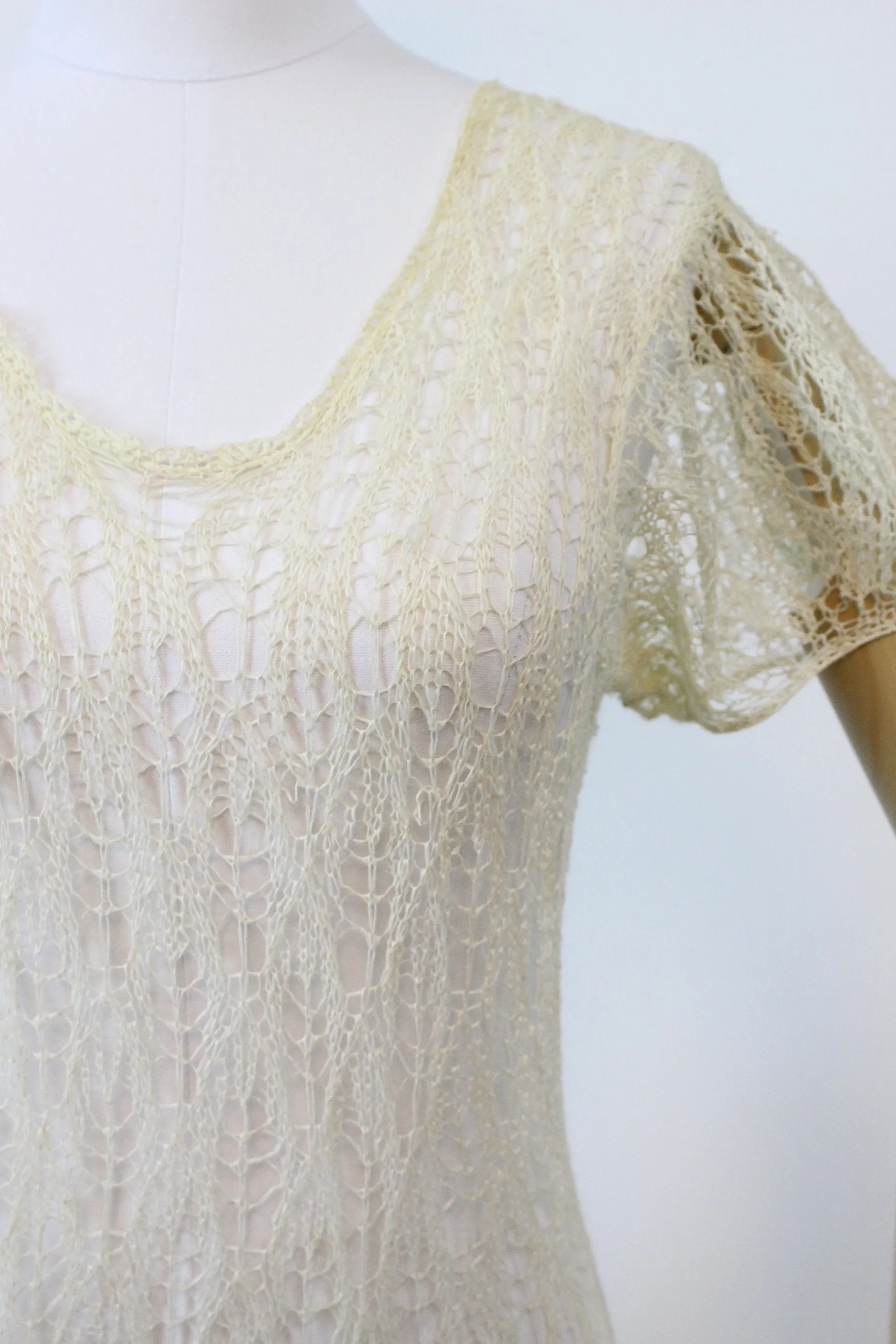 1930s spiderweb lace knit dress small medium | new spring