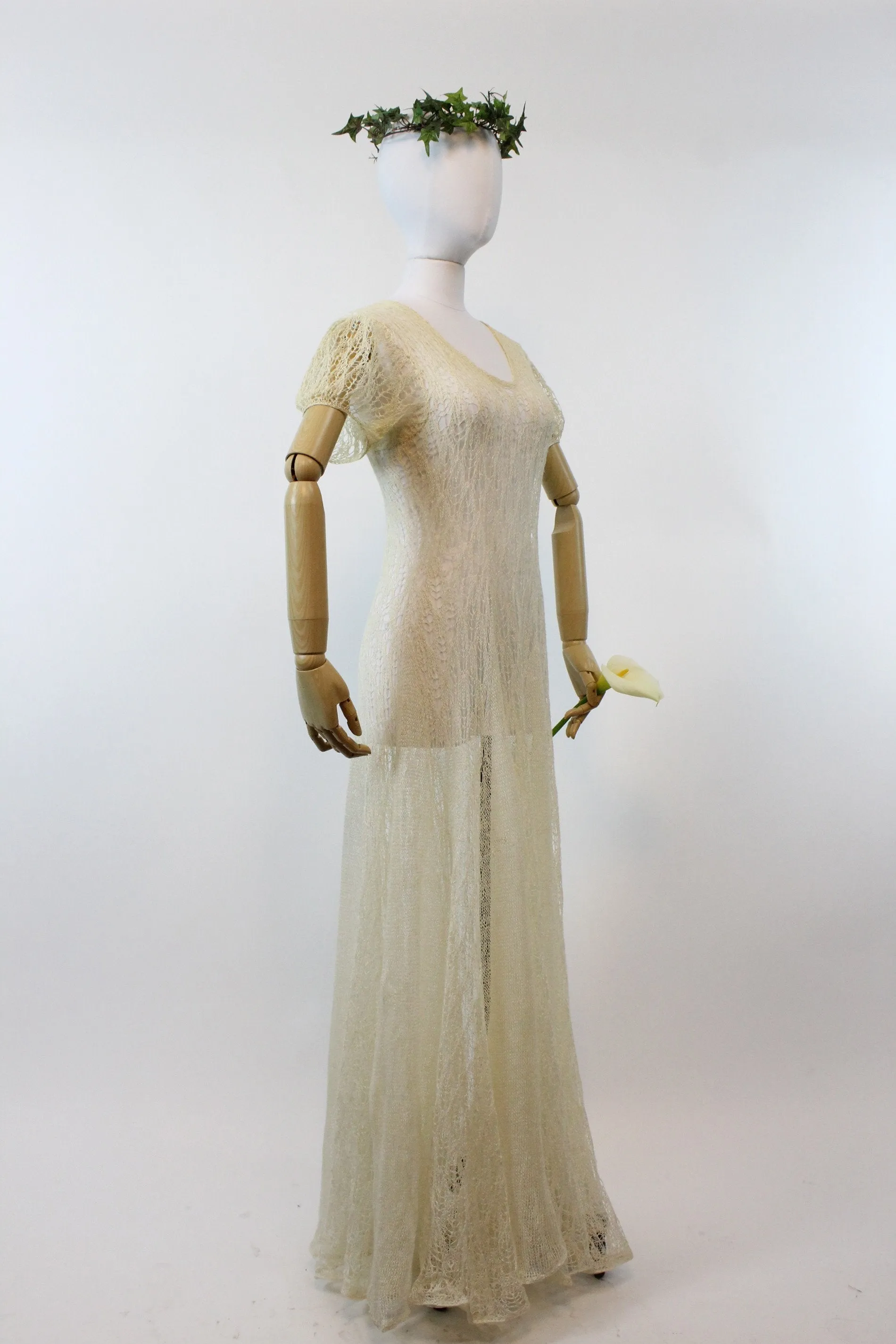 1930s spiderweb lace knit dress small medium | new spring