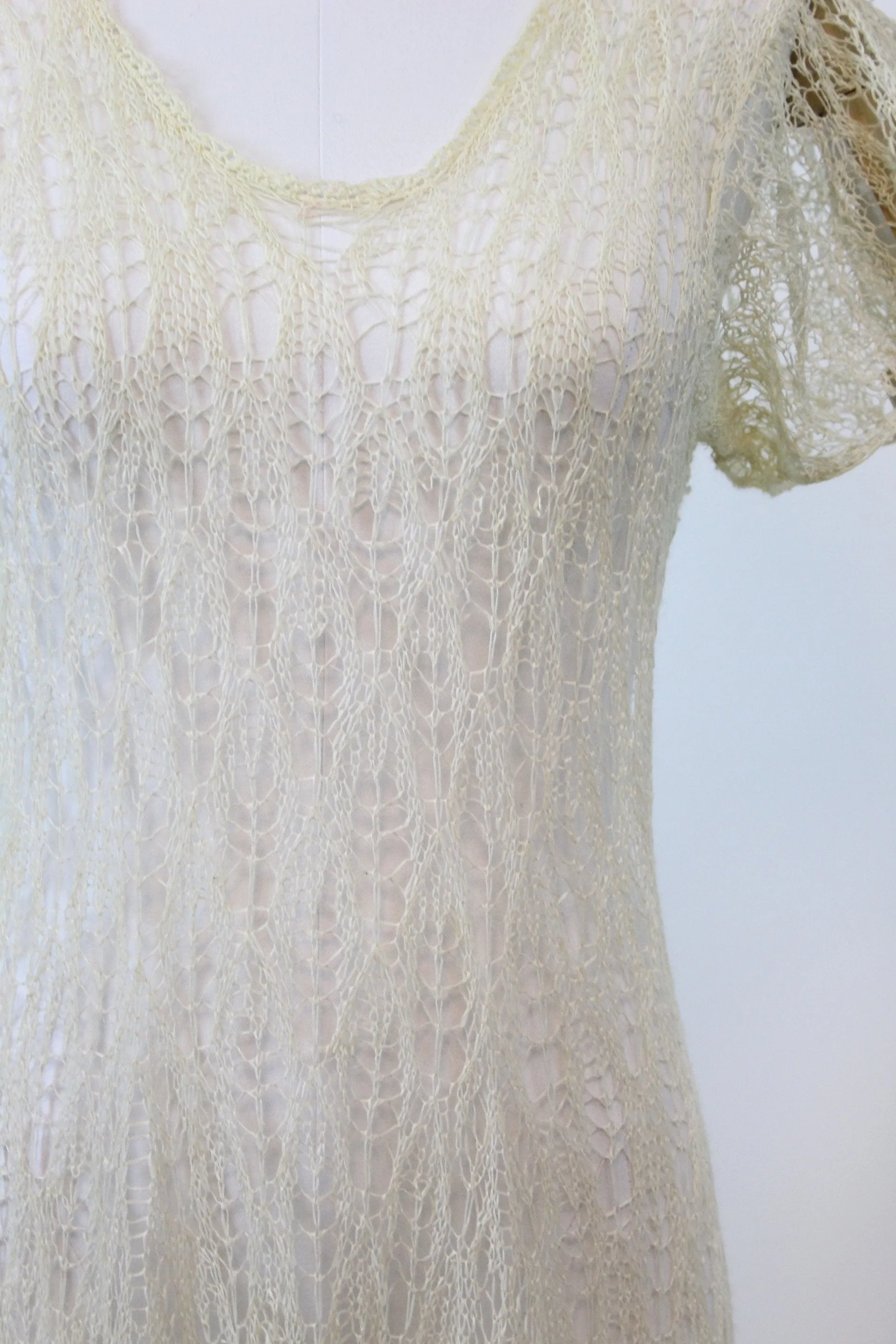 1930s spiderweb lace knit dress small medium | new spring