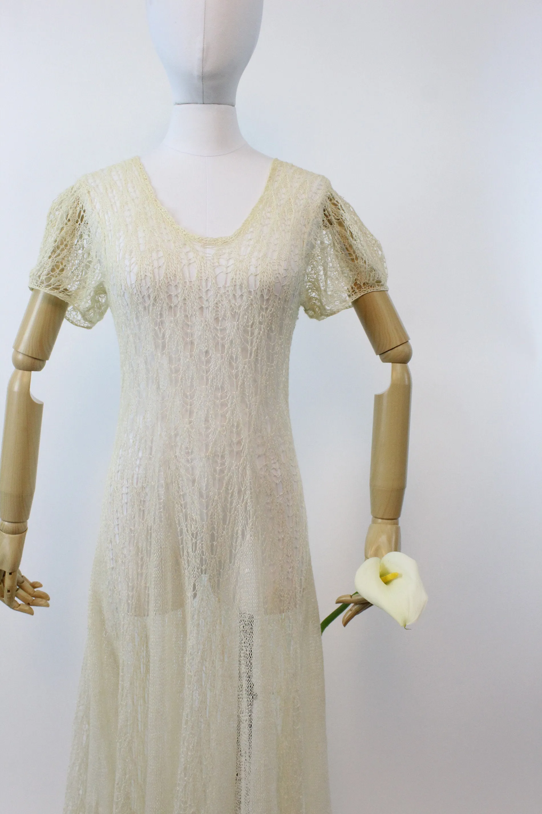 1930s spiderweb lace knit dress small medium | new spring
