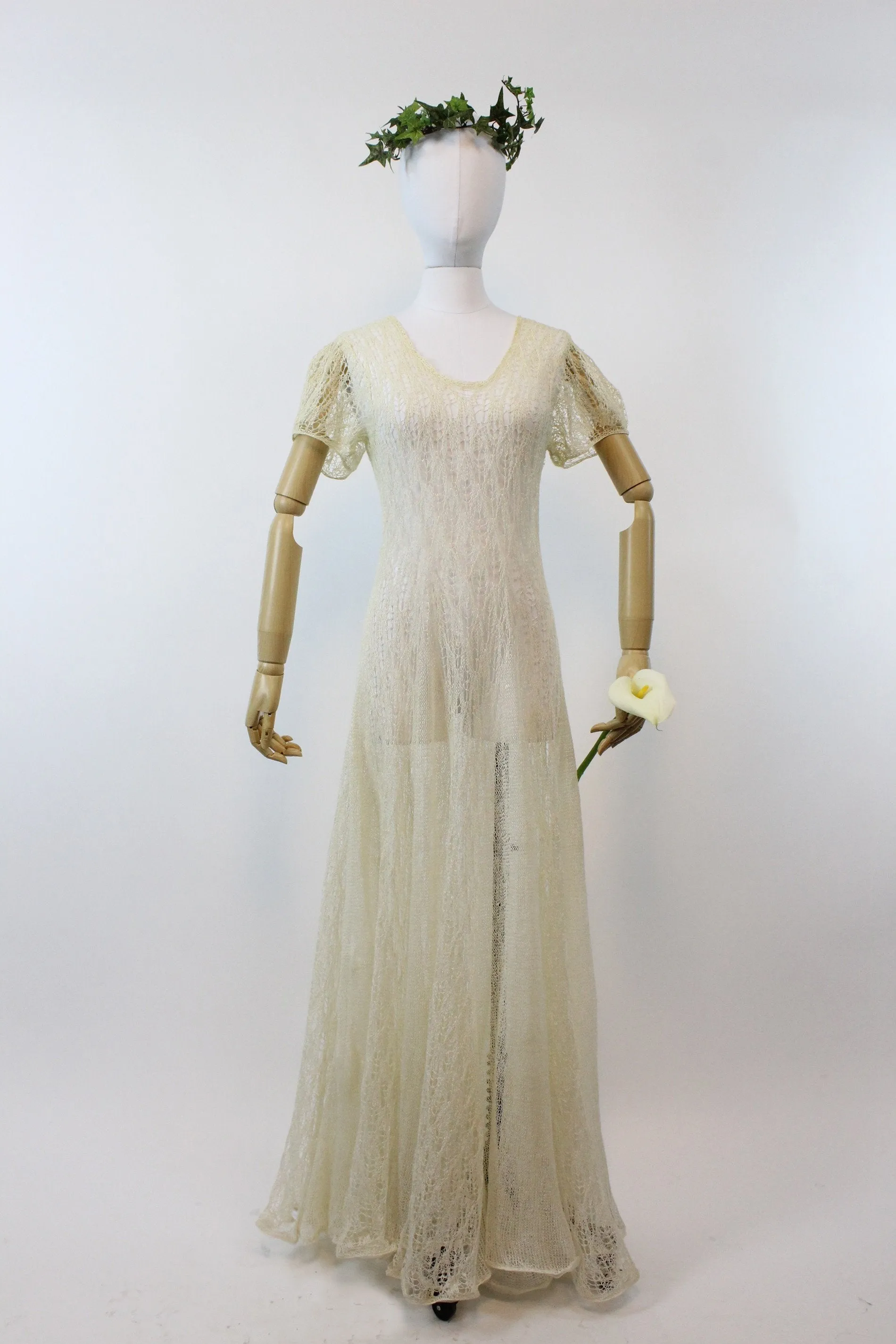 1930s spiderweb lace knit dress small medium | new spring