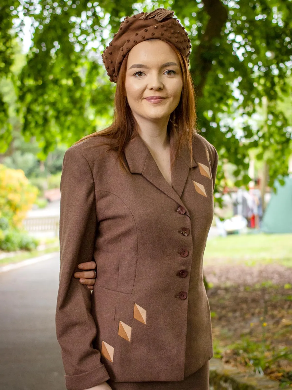 1940s Vintage Majestic Skirt Suit in Quail Brown