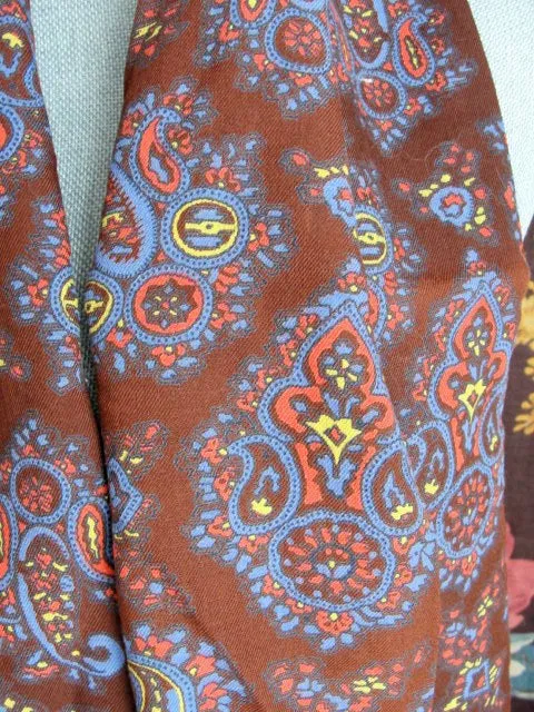 1940s Vintage Scarf Mens ART DECO Style Fringe Paisley Scarf Designer Currie Gentleman Elegant Scarf, Forties Era Menswear Scarves Film Noir