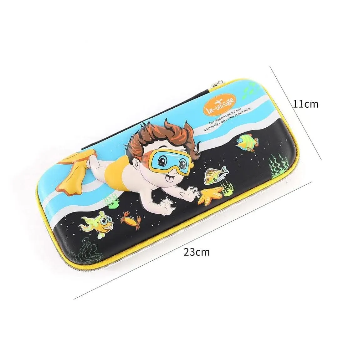 A 3d Pencil Case With A Printed Under Water That Is Ideal For Children(Pack of 2)