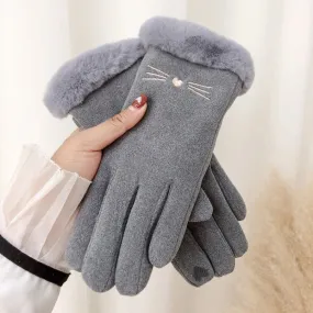 A56 Keep Warm Touch Screen Plus Velvet Thick Anti-Cold Riding Gloves, Size: One Size(Gray)