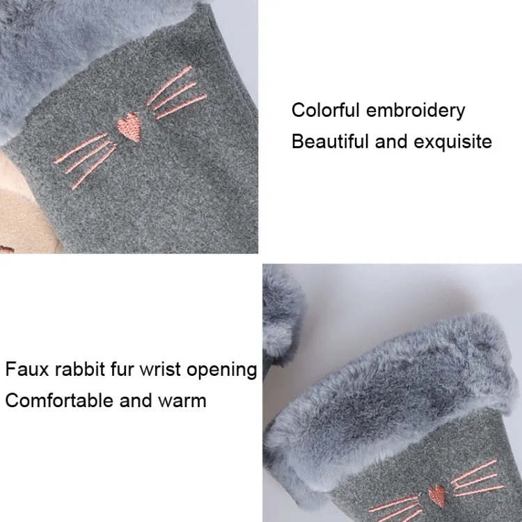 A56 Keep Warm Touch Screen Plus Velvet Thick Anti-Cold Riding Gloves, Size: One Size(Gray)