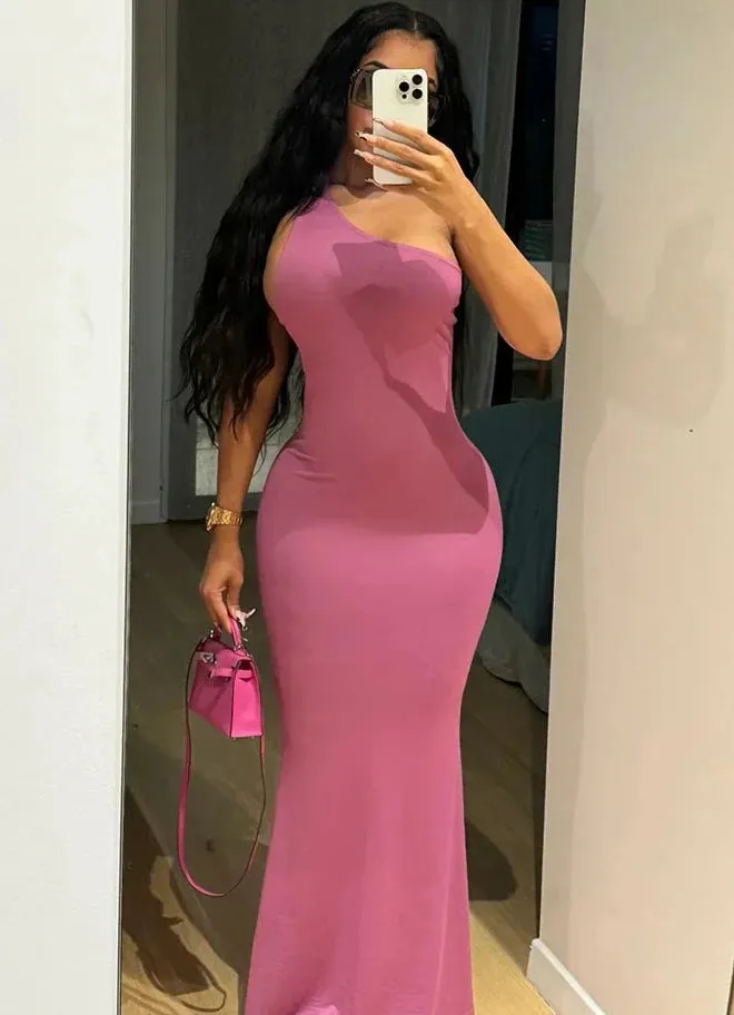 A&A Backless Body Shaping One Shoulder Maxi Dress