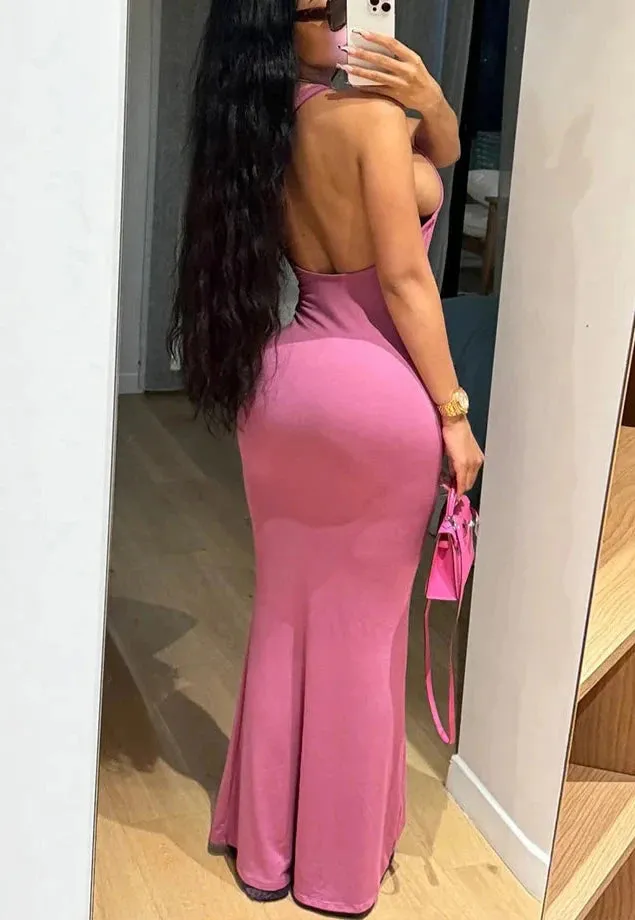 A&A Backless Body Shaping One Shoulder Maxi Dress