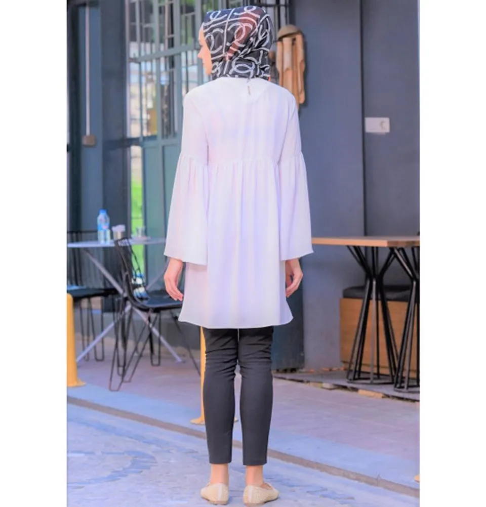 Abaci Modest Chiffon Tunic 11417 Cream