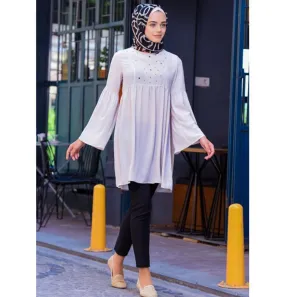 Abaci Modest Chiffon Tunic 11417 Cream