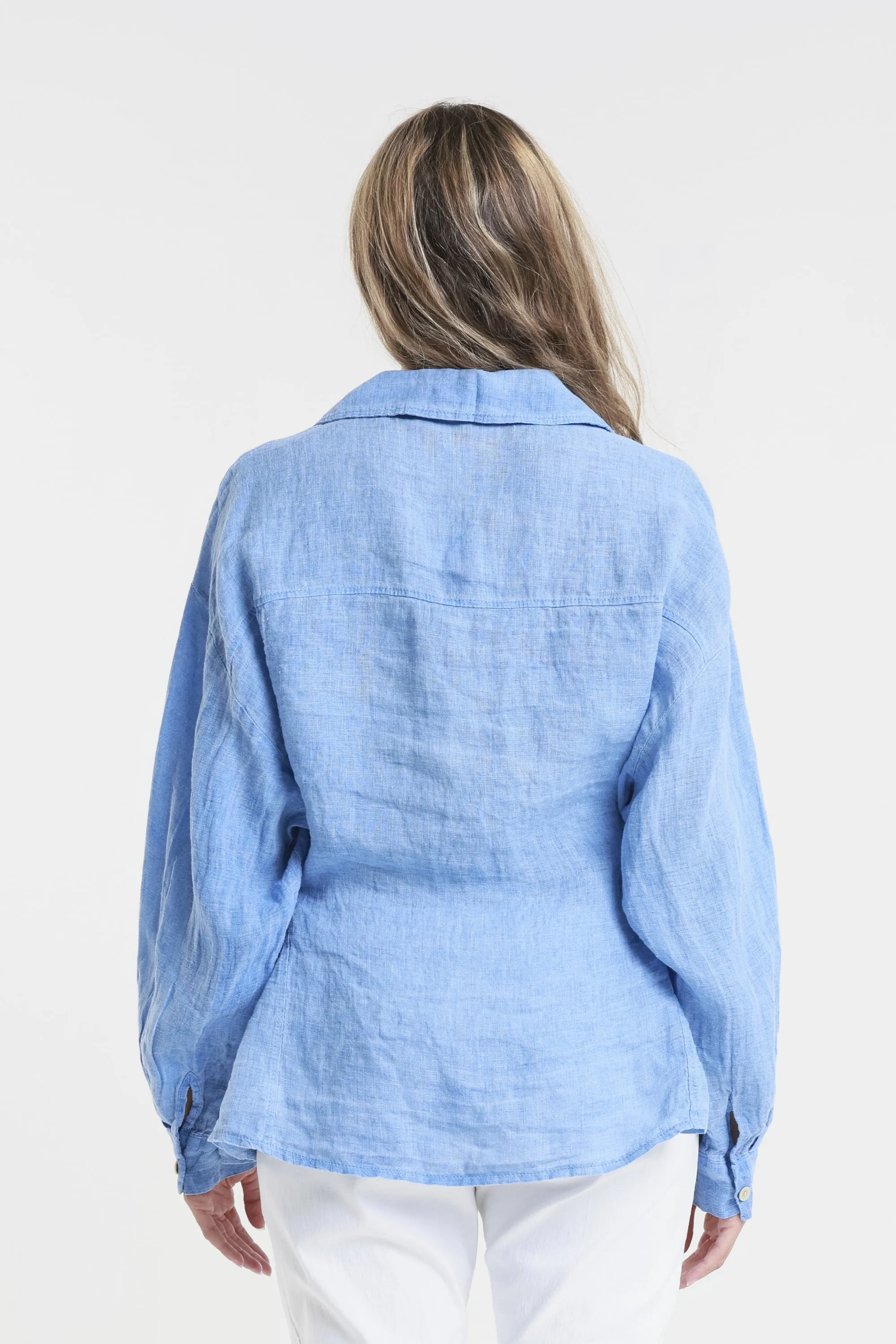 Abbie Long Sleeve Linen Self Tie Tunic (BLS150)
