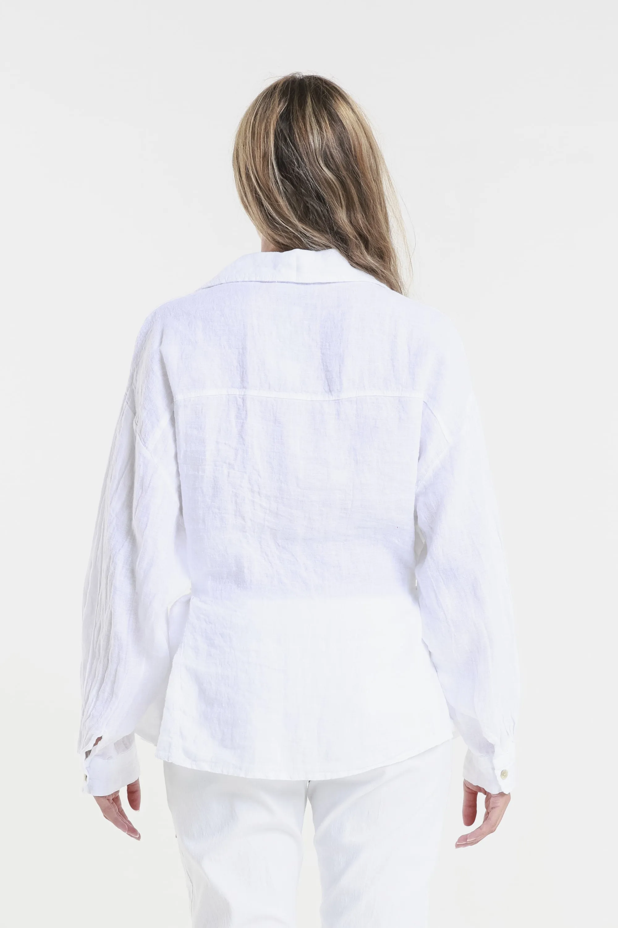 Abbie Long Sleeve Linen Self Tie Tunic (BLS150)