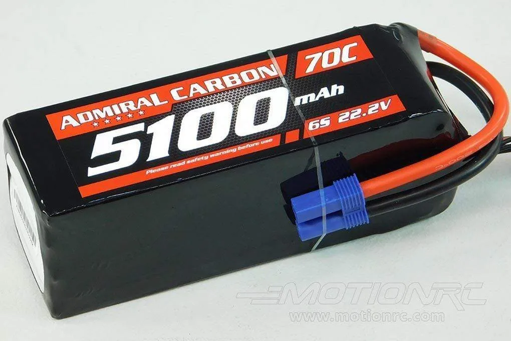 Admiral Carbon 5100mAh 6S 22.2V 70C LiPo Battery with EC5 Connector