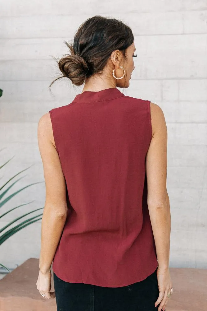 Alexa V Neck Tank in Wine - FINAL SALE