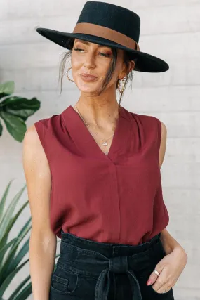 Alexa V Neck Tank in Wine - FINAL SALE