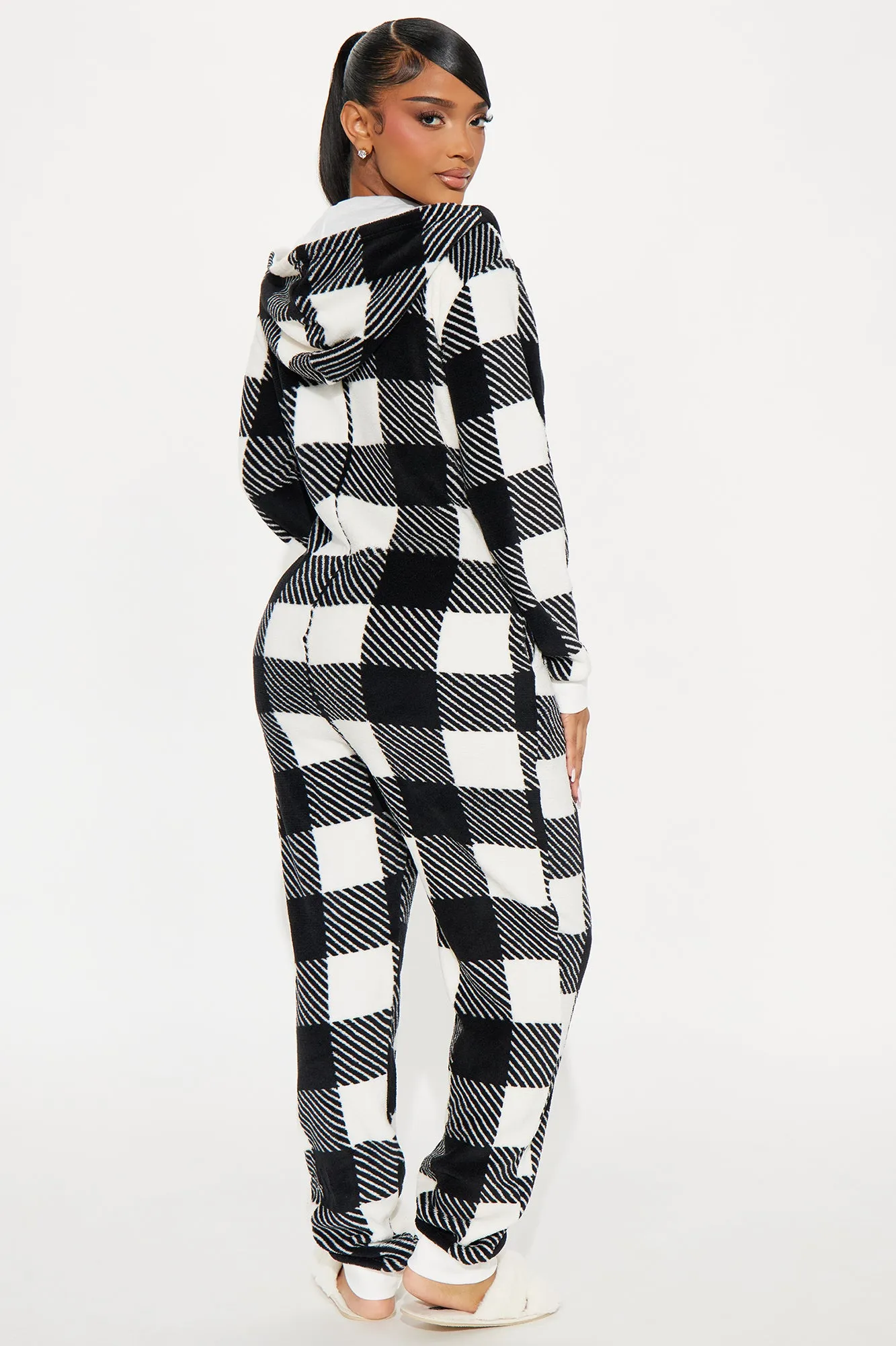 Always Cozy Plush Matching Family PJ Jumpsuit Onesie - Black/White