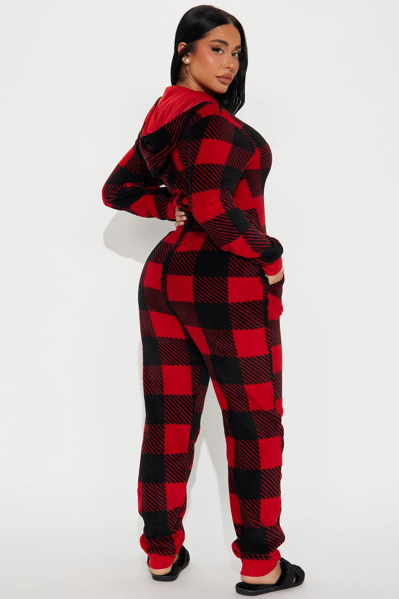 Always Cozy Plush Matching Family PJ Jumpsuit Onesie - Red/Black