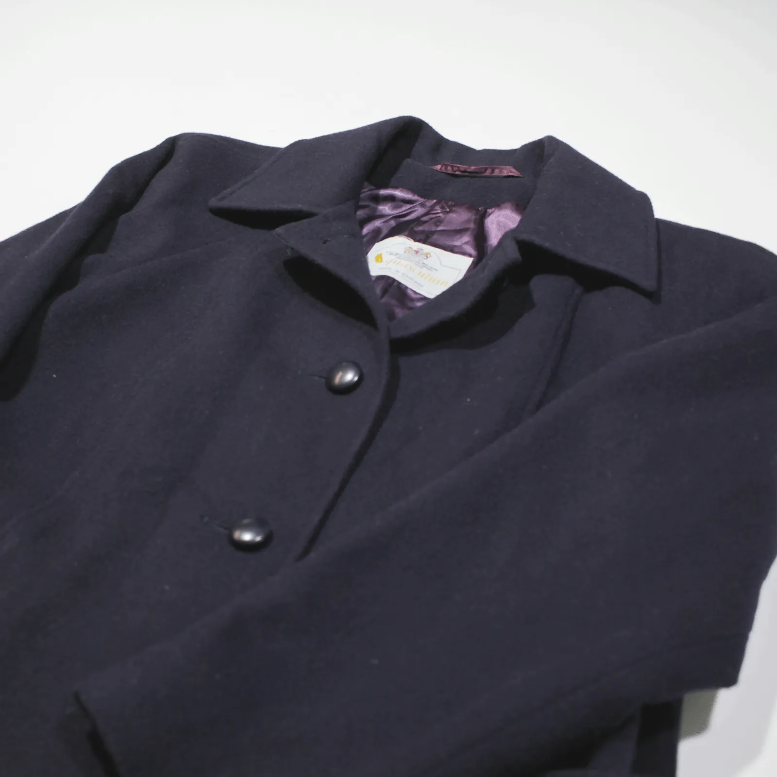 AQUASCUTUM Overcoat Coat Purple Wool 90s Womens L