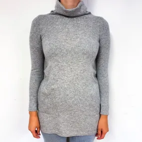 Ash Grey Slim Fit Cashmere Polo Neck Tunic Small
