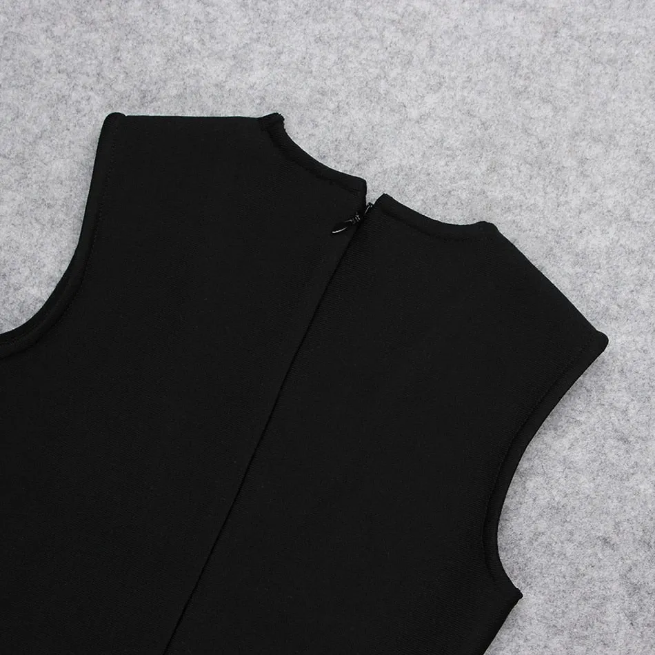 Aubrie V-Neck Diamond Mesh Bodycon Bandage Dress