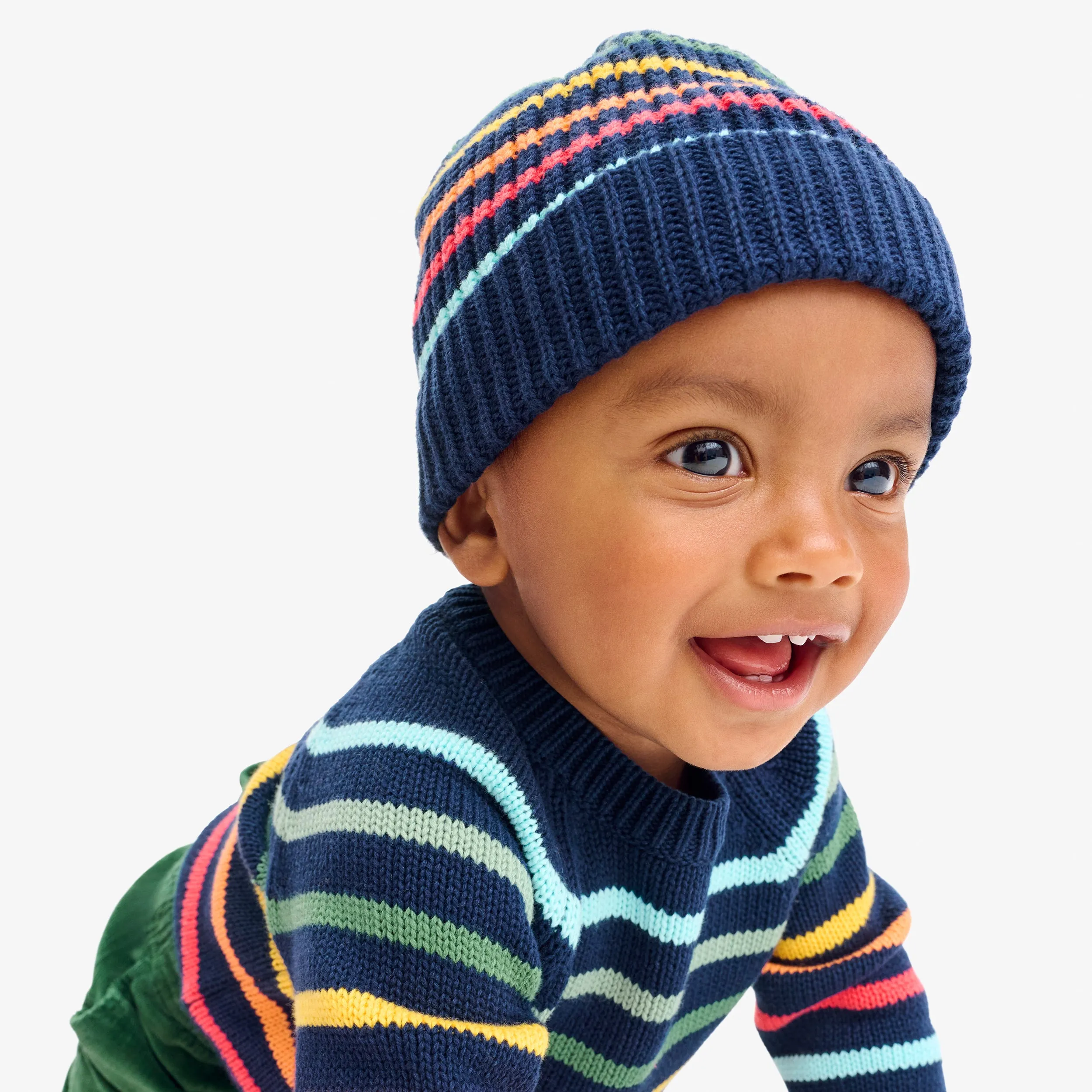 Baby cotton rainbow stripe beanie
