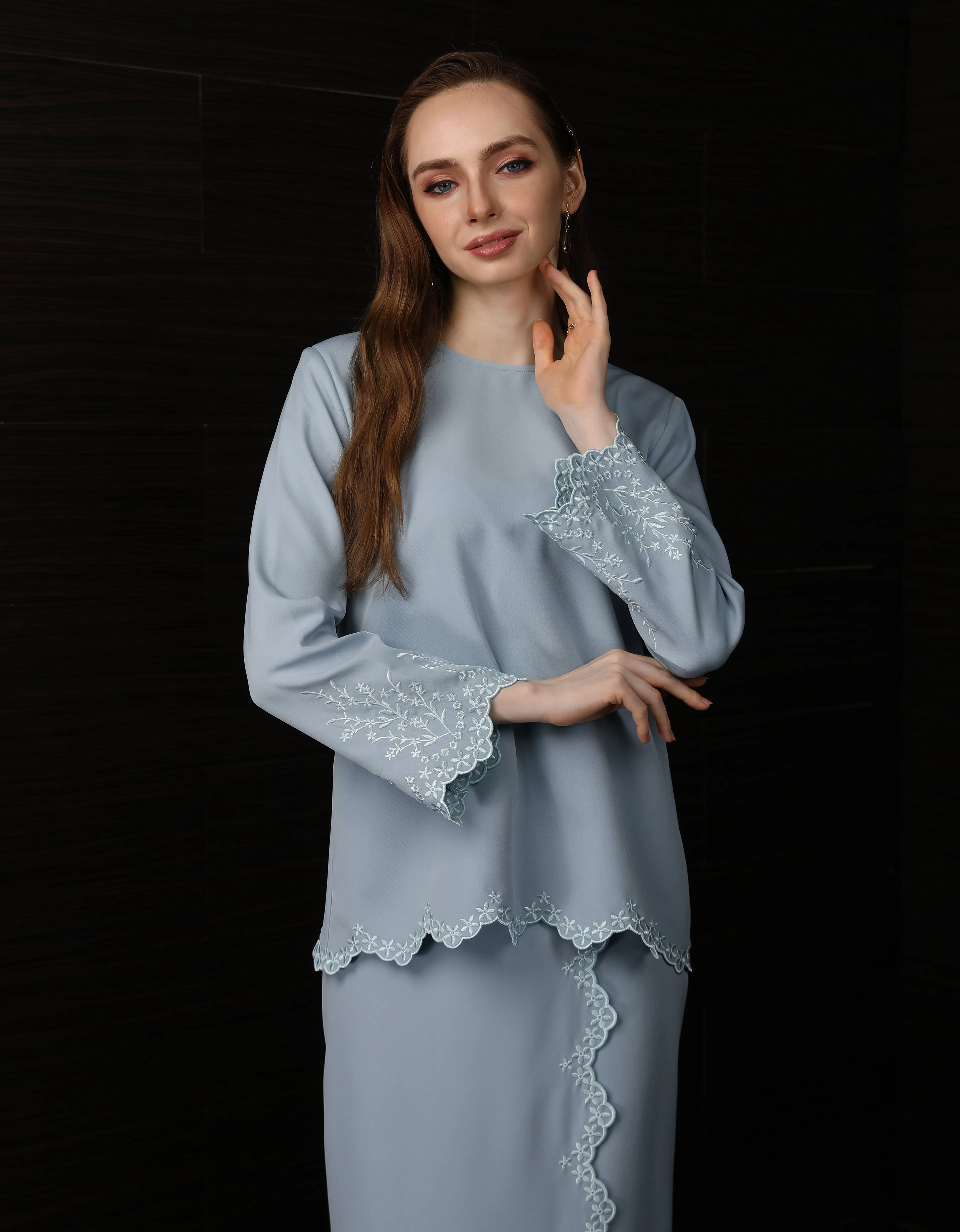 BAJU KURUNG KEDAH ABELIA (DUSTY BLUE)