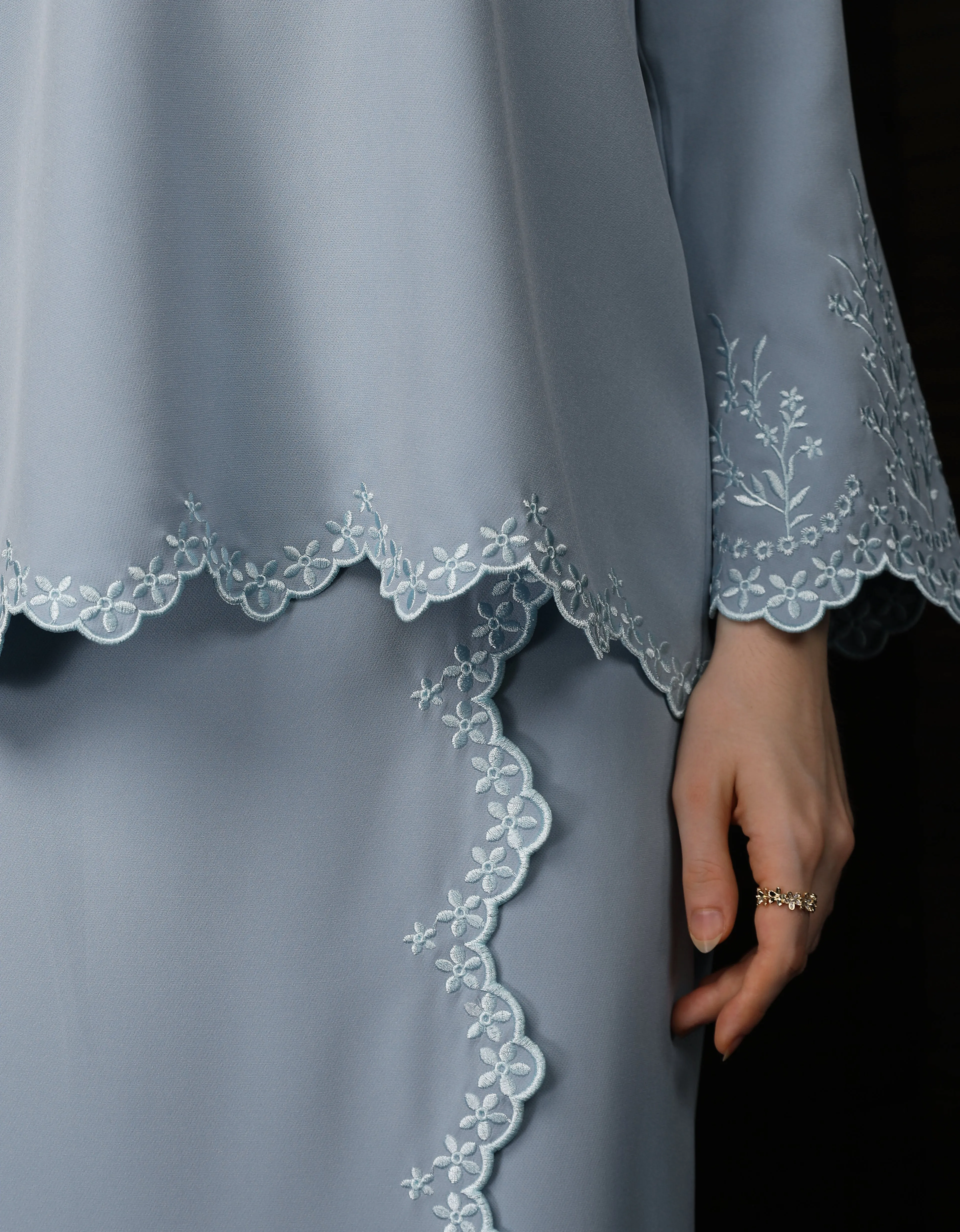 BAJU KURUNG KEDAH ABELIA (DUSTY BLUE)