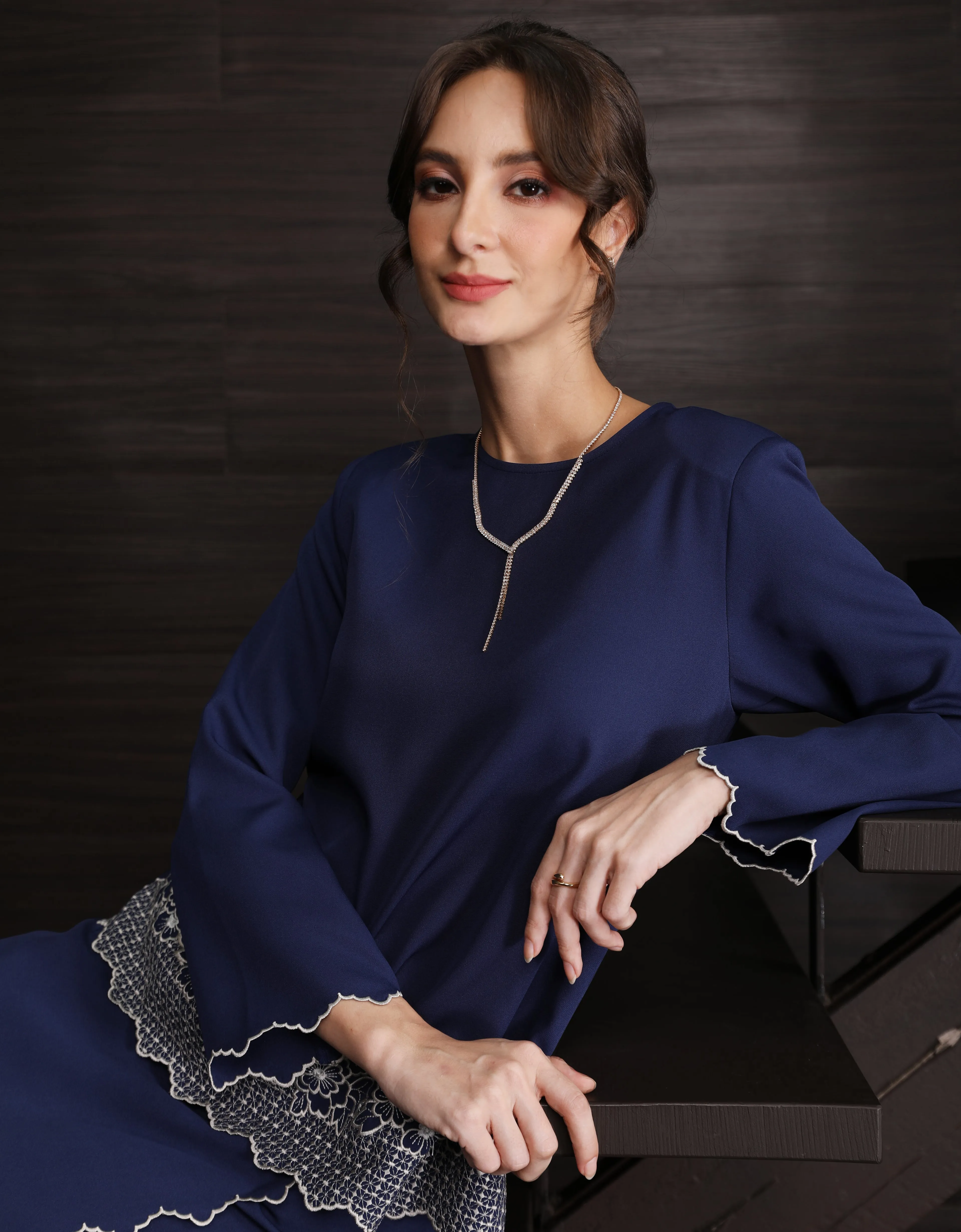 BAJU KURUNG KEDAH AGNES (NAVY BLUE)