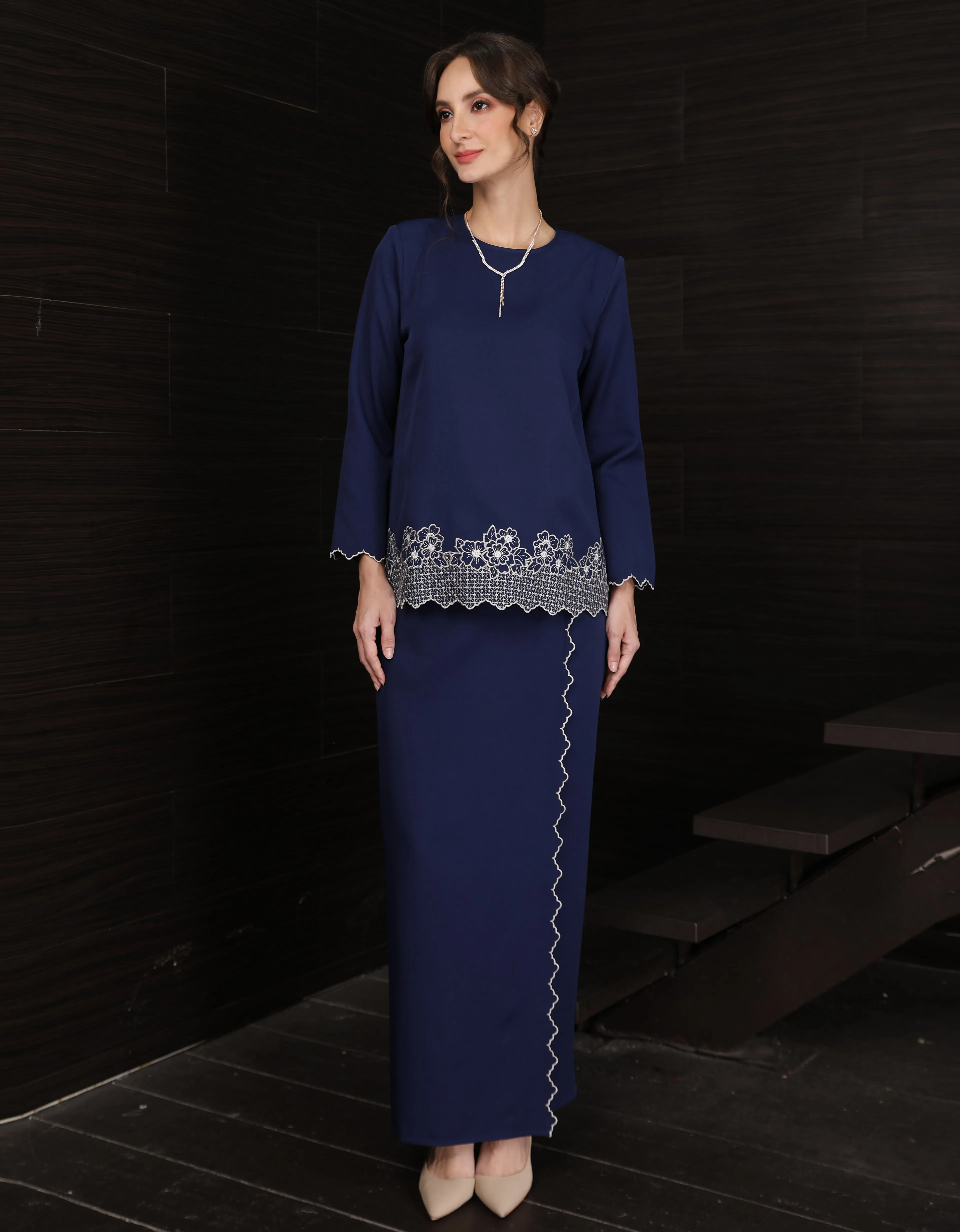 BAJU KURUNG KEDAH AGNES (NAVY BLUE)