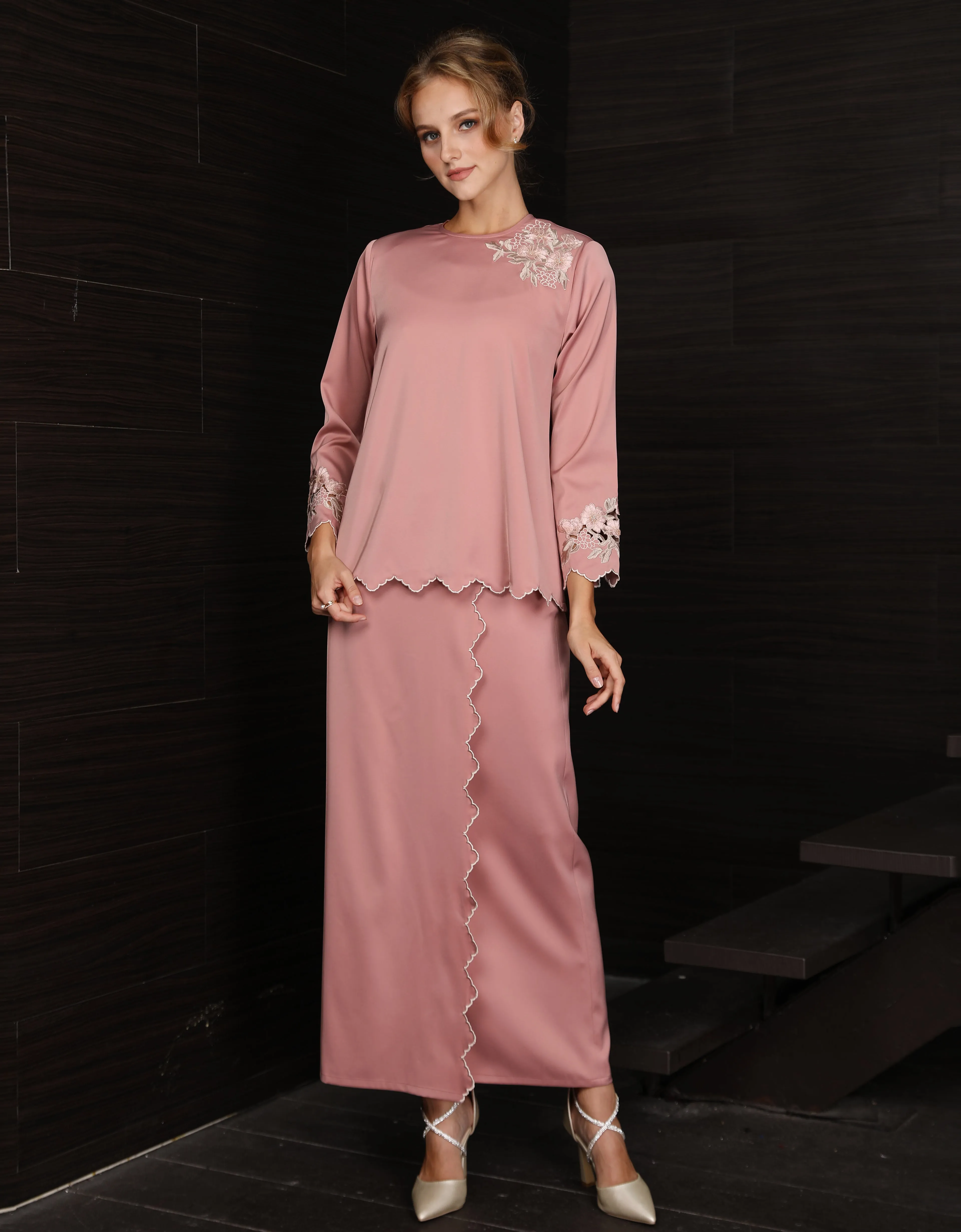 BAJU KURUNG KEDAH AIVEE (ROSE PEACH)