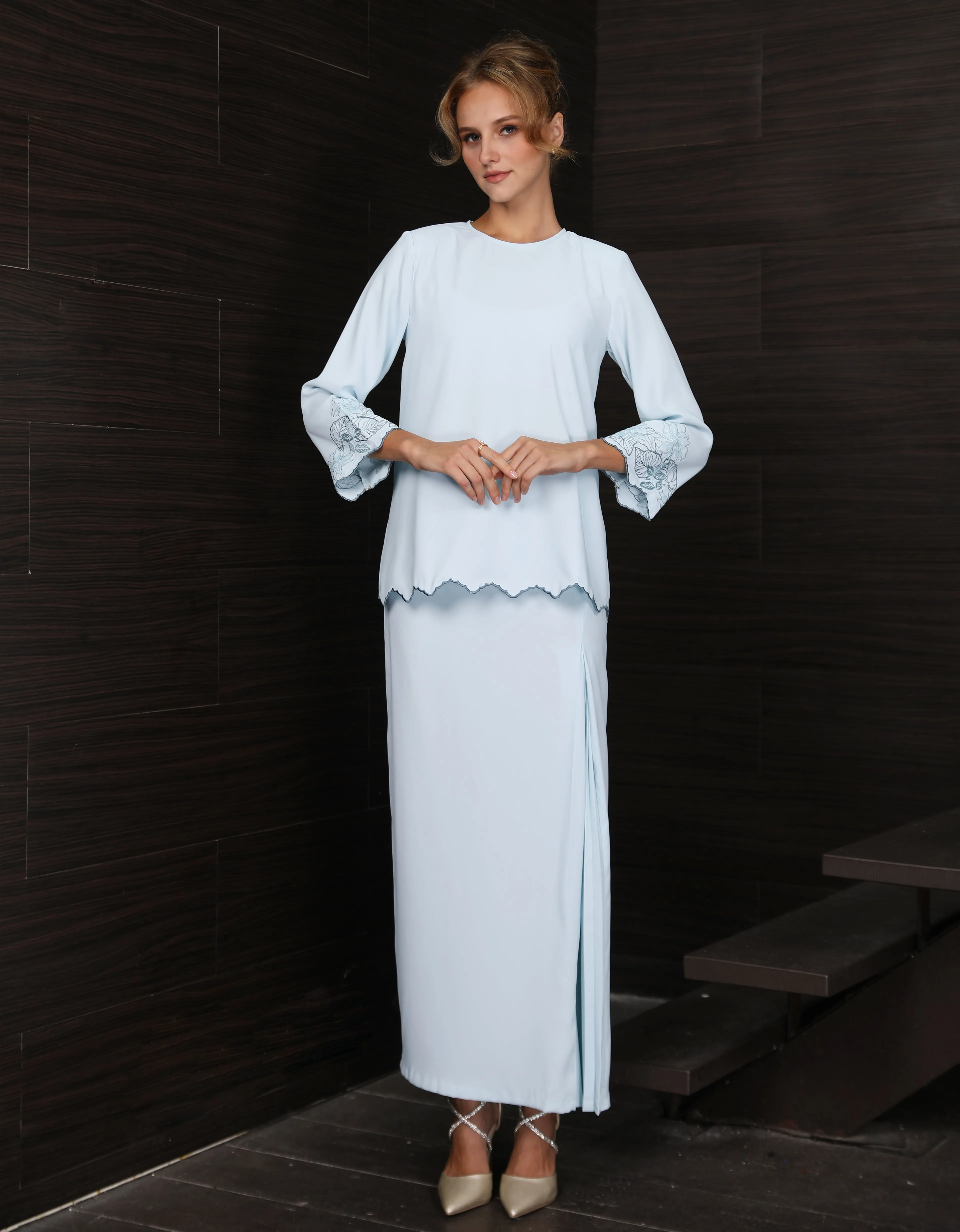BAJU KURUNG KEDAH CHALINA (LIGHT BLUE)