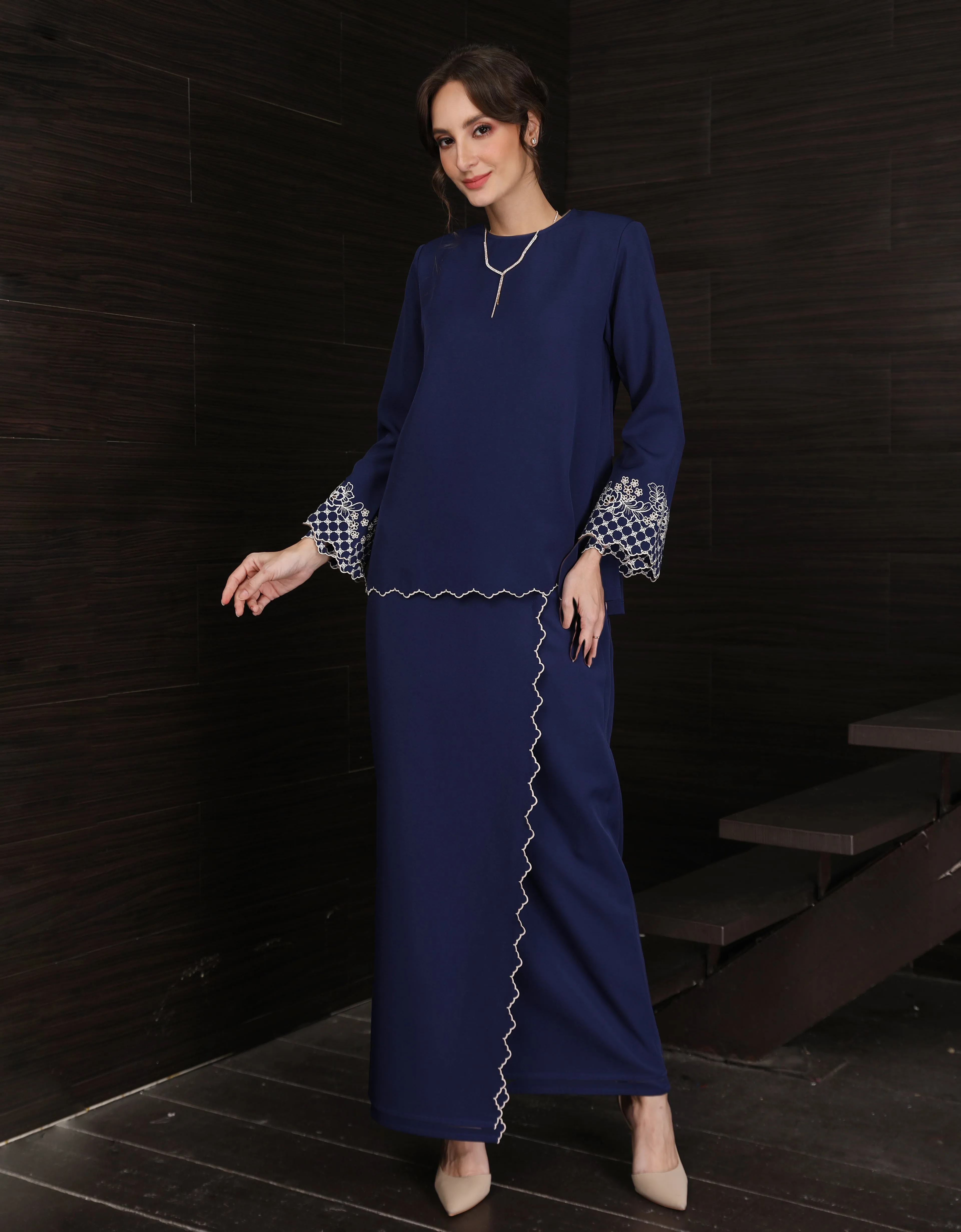 BAJU KURUNG KEDAH MAILEA (NAVY BLUE)