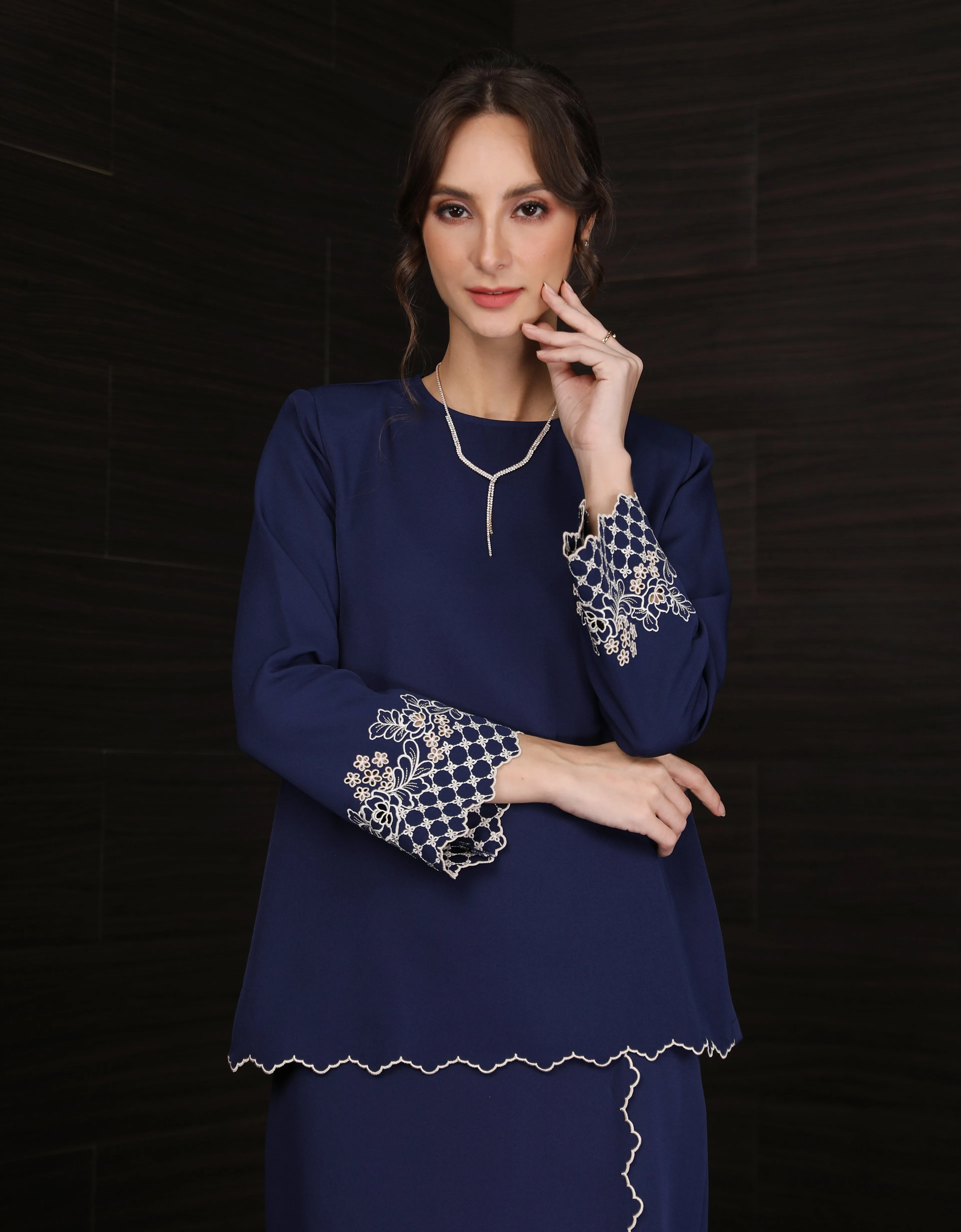 BAJU KURUNG KEDAH MAILEA (NAVY BLUE)