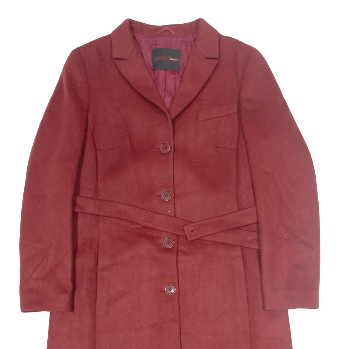 BALLY Womens Overcoat Coat Red Wool M