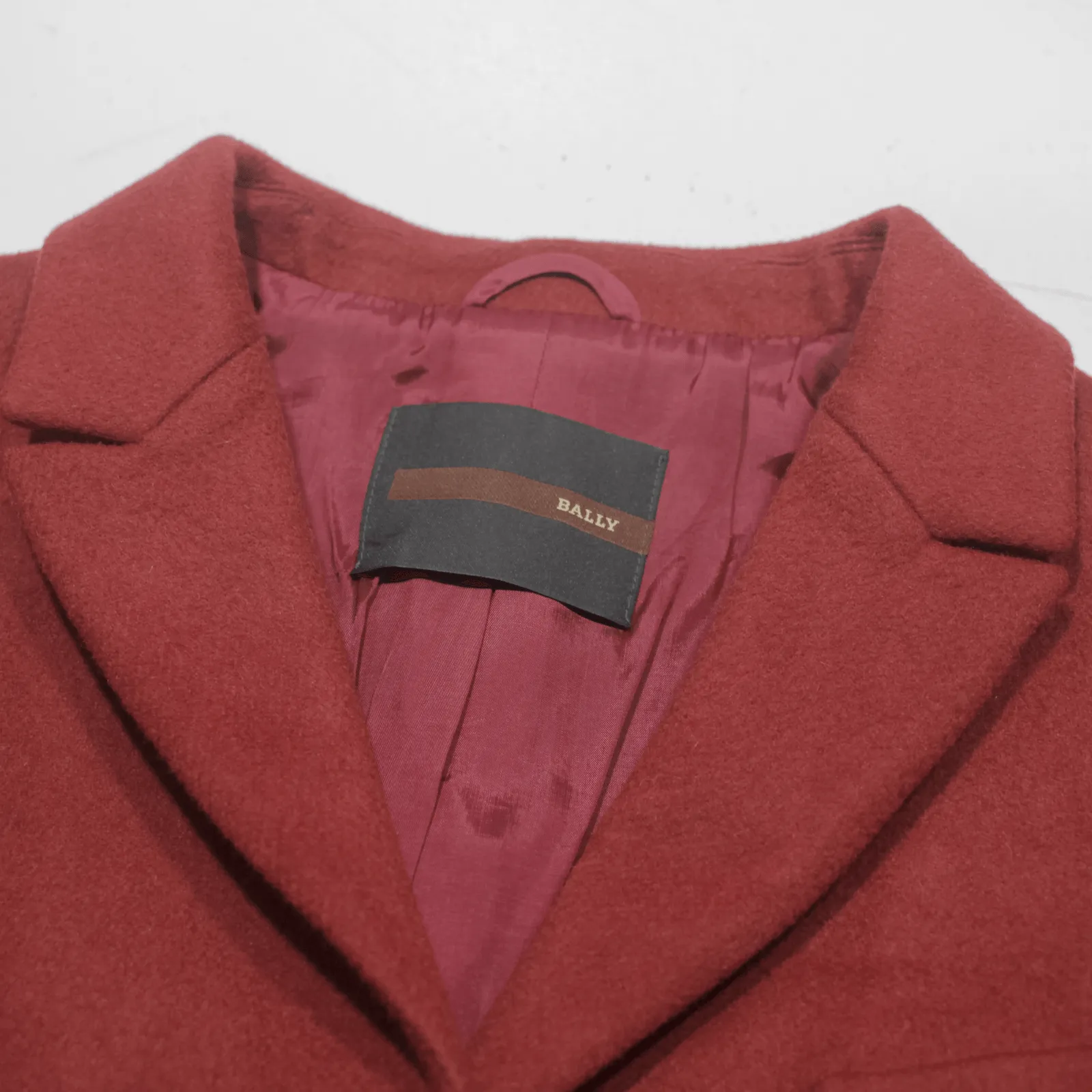 BALLY Womens Overcoat Coat Red Wool M