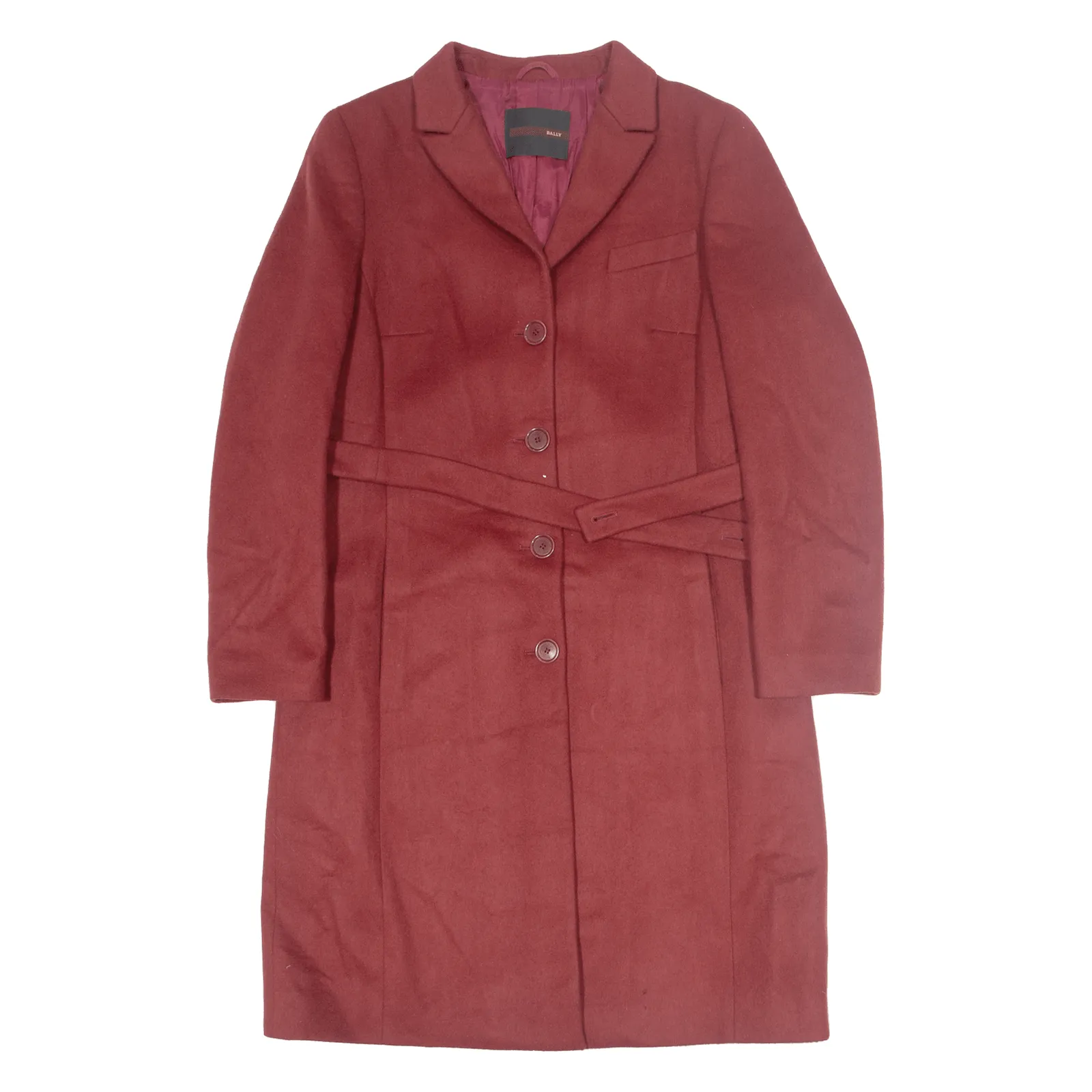 BALLY Womens Overcoat Coat Red Wool M