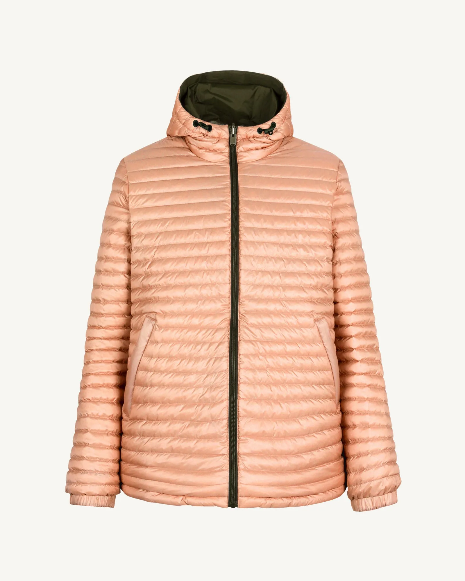 Bangkok 2.0 Ultralight reversible hooded winter jacket Army/Blush