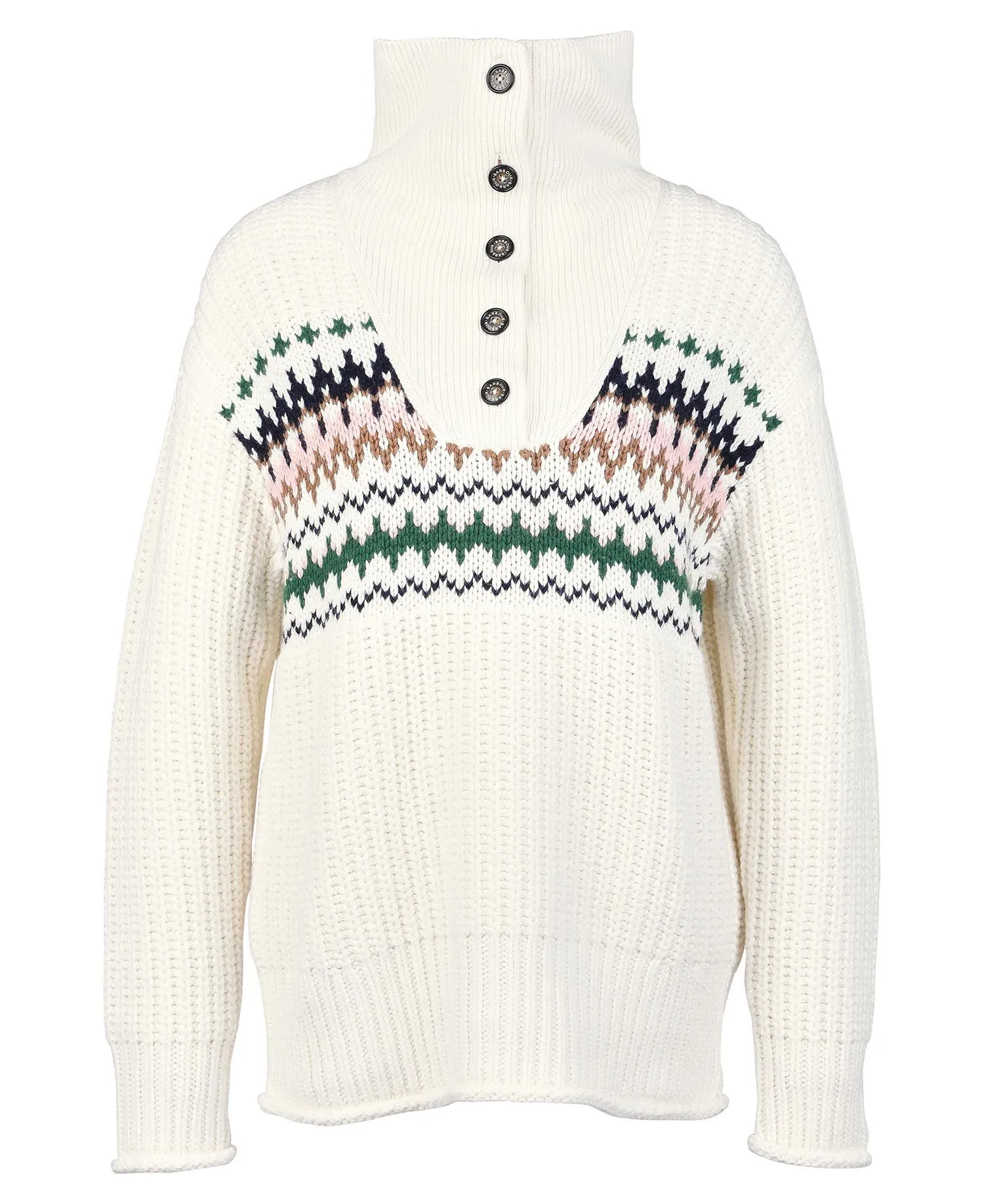 BARBOUR <BR>
Greenwell Collared, Buttoned Knit <BR>
Cream <BR>