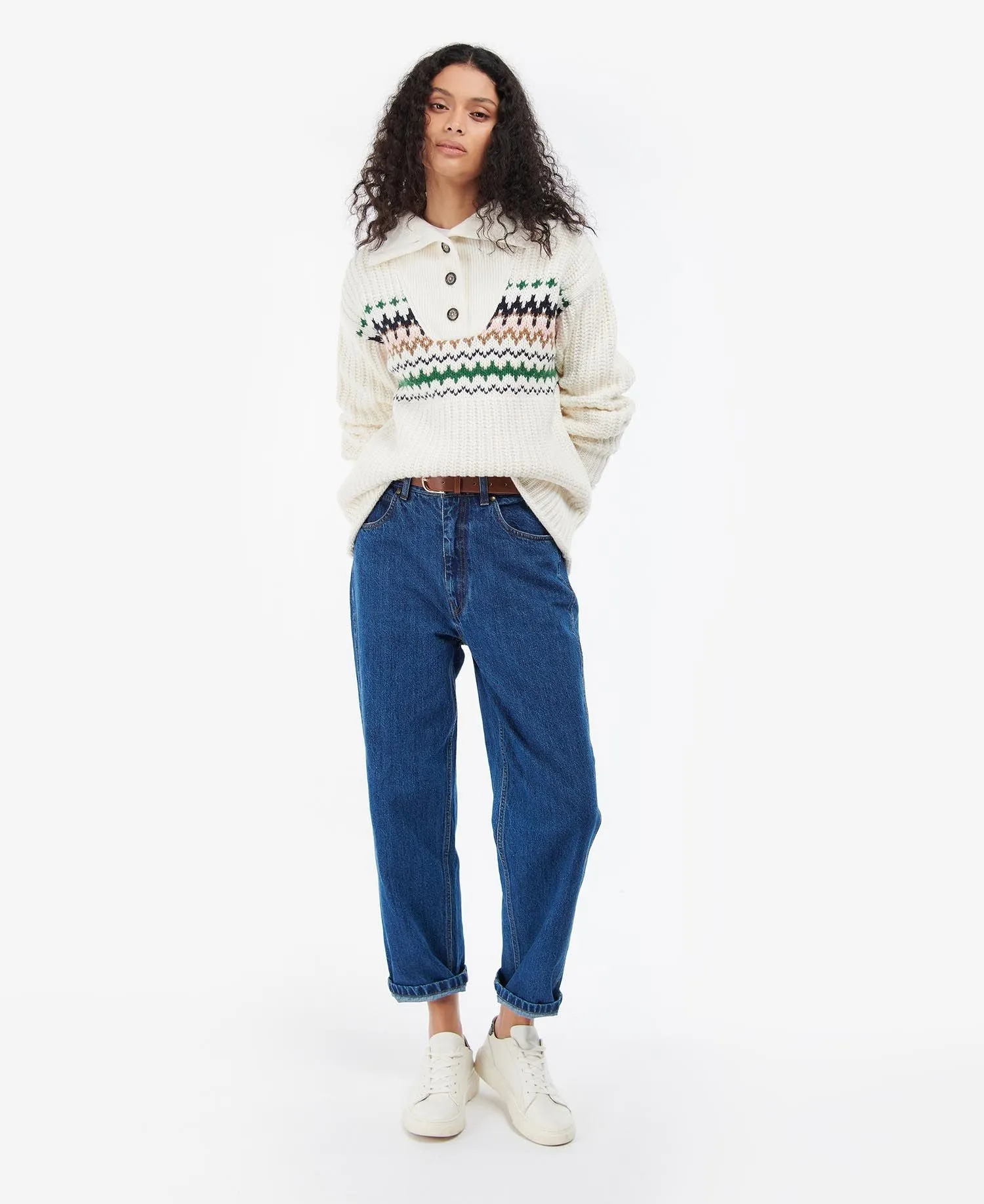 BARBOUR <BR>
Greenwell Collared, Buttoned Knit <BR>
Cream <BR>