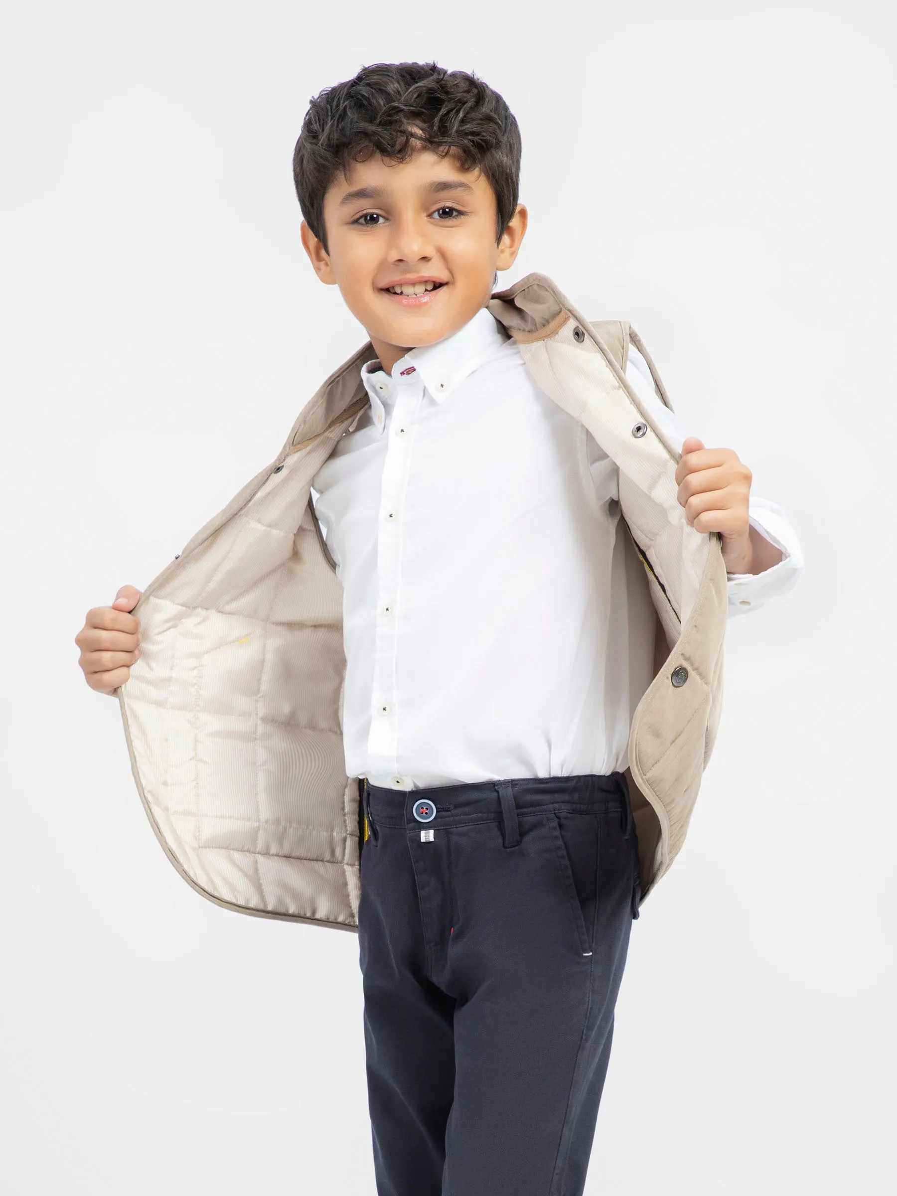 Beige Sleeveless Quilted Casual Gilet