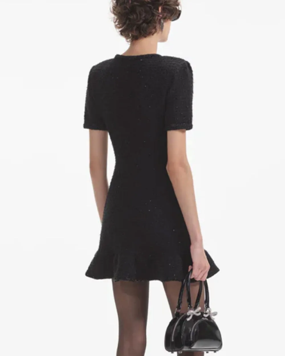 Black Buttoned Knit Mini Dress