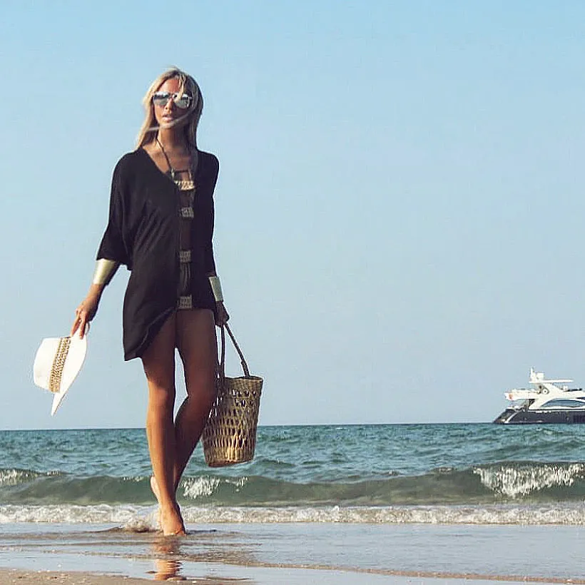 Black Cover-up Burlap Beach Tunic - The Ibiza