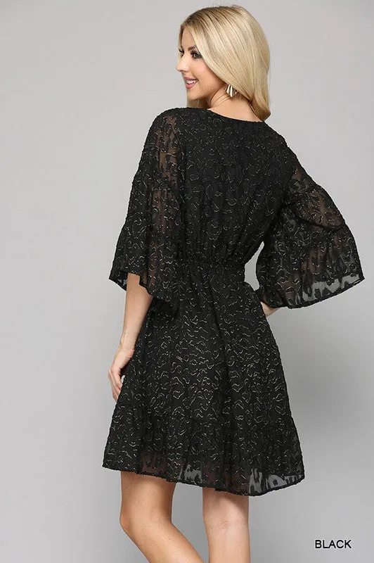 Black Foil Print Dress