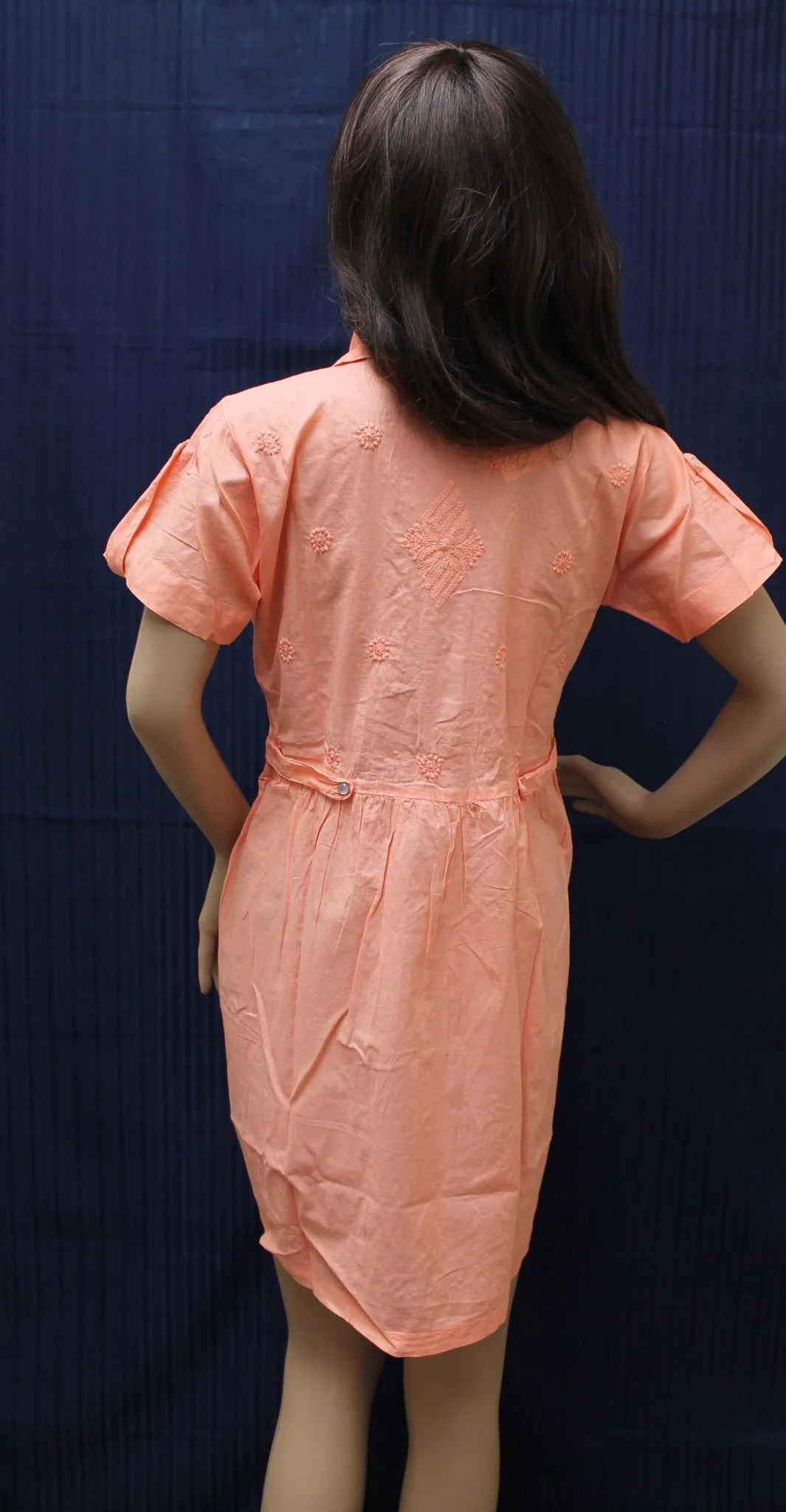 Blouse 1641 Orange Cotton Embroidered Large Size Anarkali Kurti Shieno