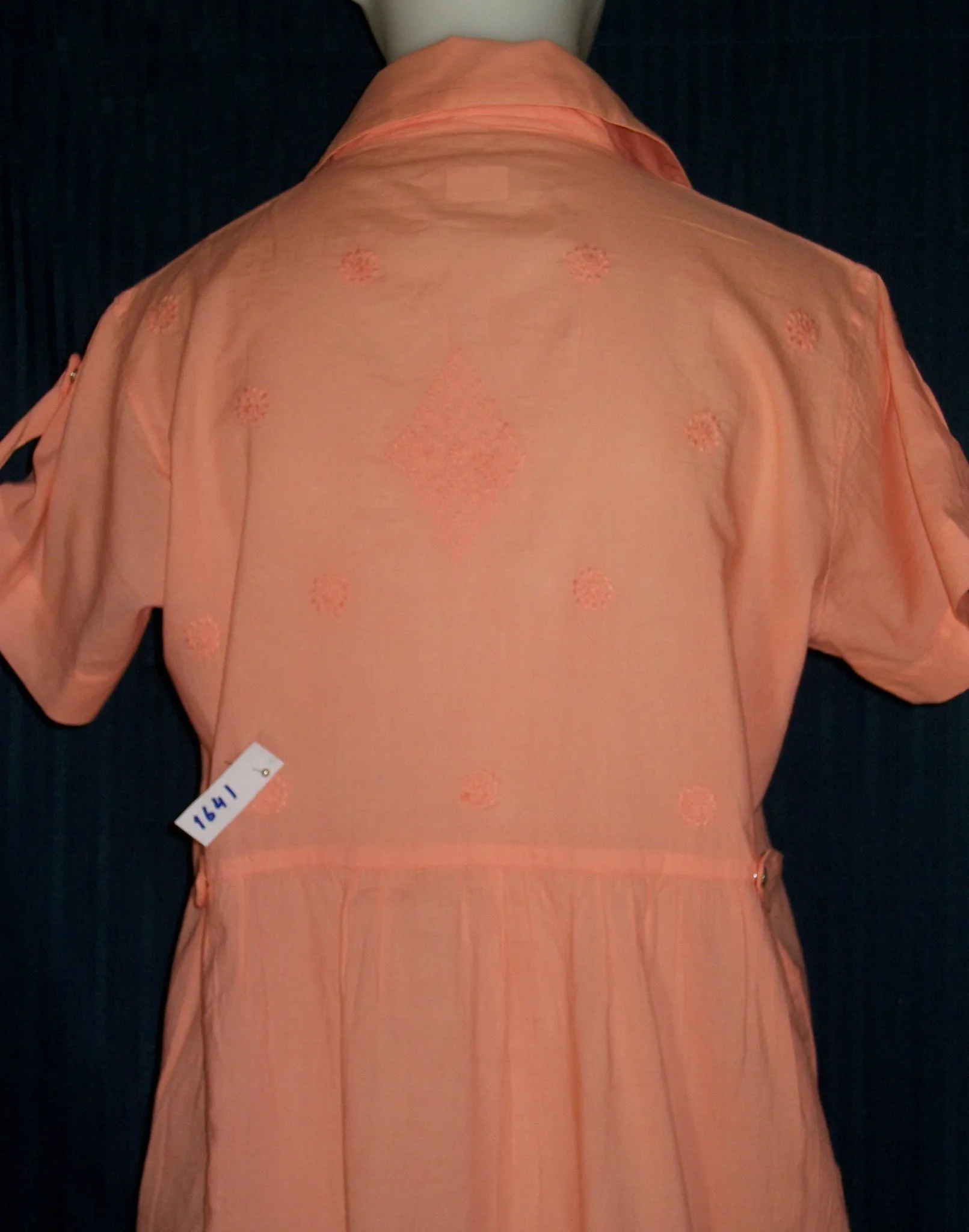 Blouse 1641 Orange Cotton Embroidered Large Size Anarkali Kurti Shieno