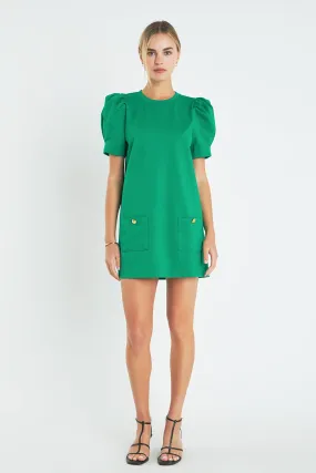 Buttoned Knit Shift Dress