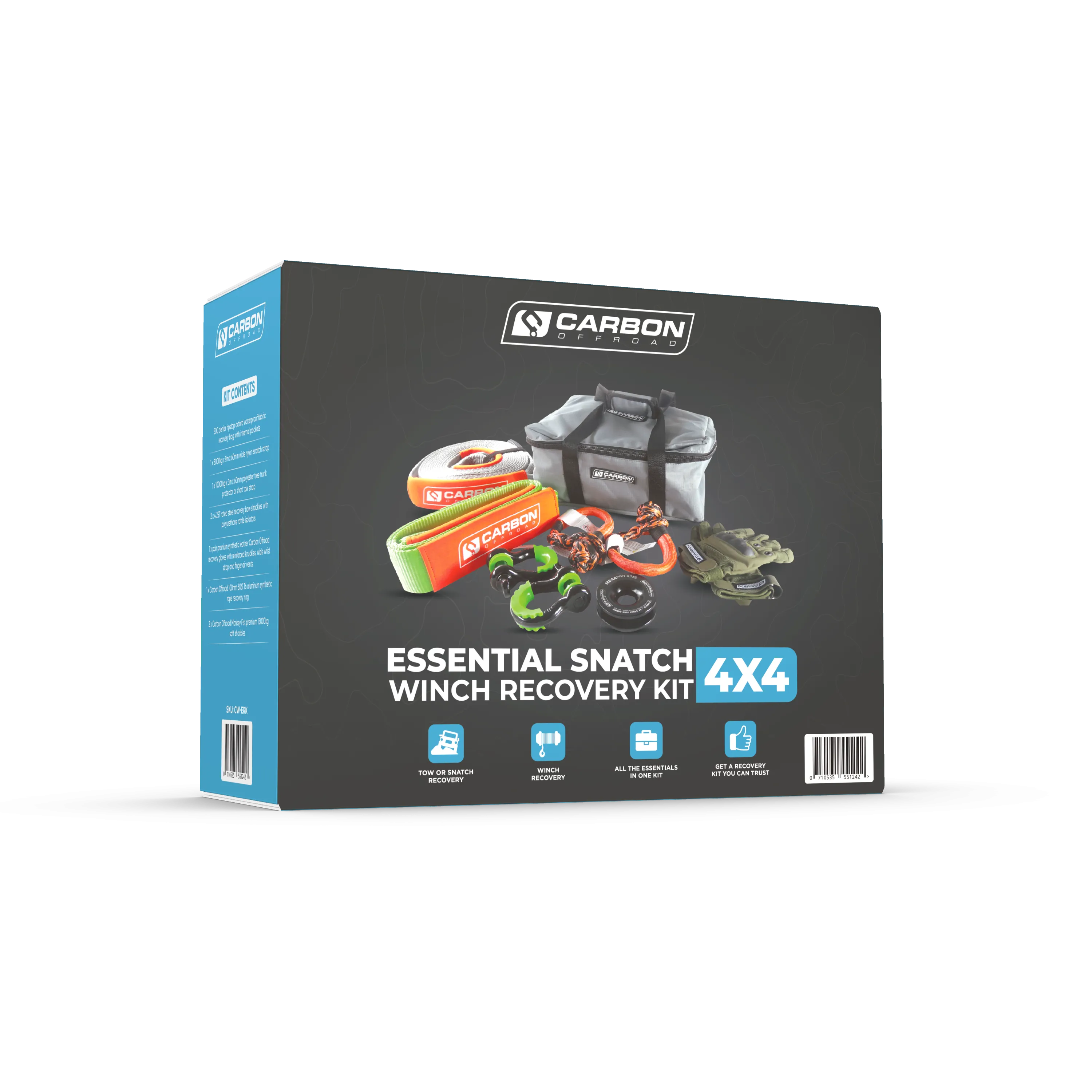 Carbon Offroad Essential Snatch and Winch 4x4 Recovery Kit - NEW 2023 Update
