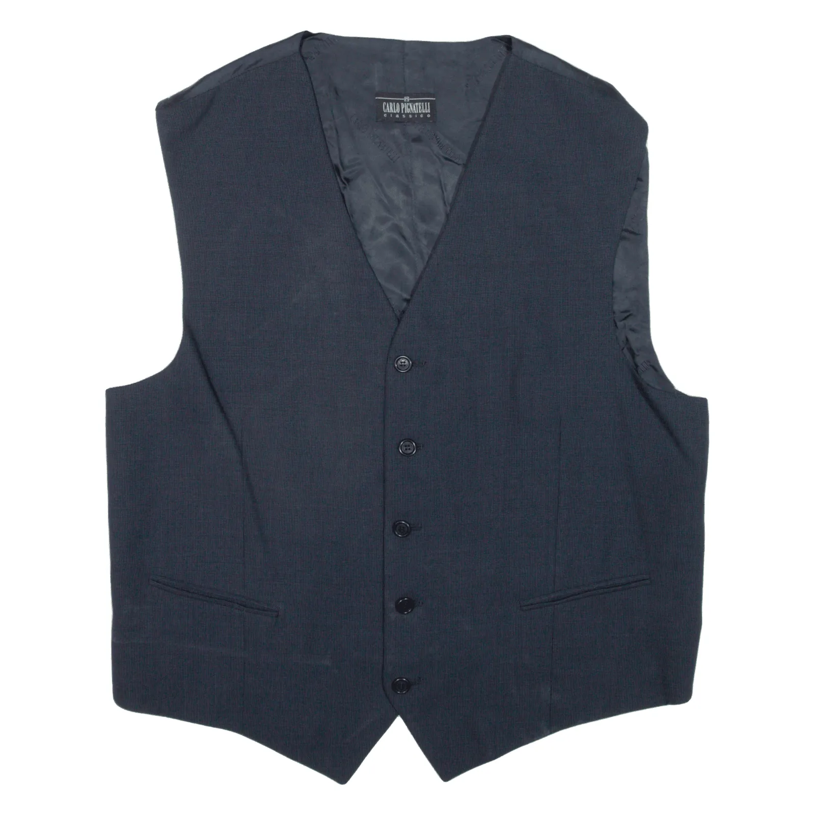 CARLO PIGNATELLI Waistcoat Blazer Gilet Blue Wool Mens L