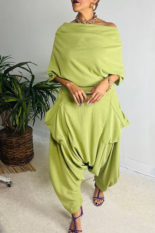 Casual Draped Off Shoulder Jumpsuit